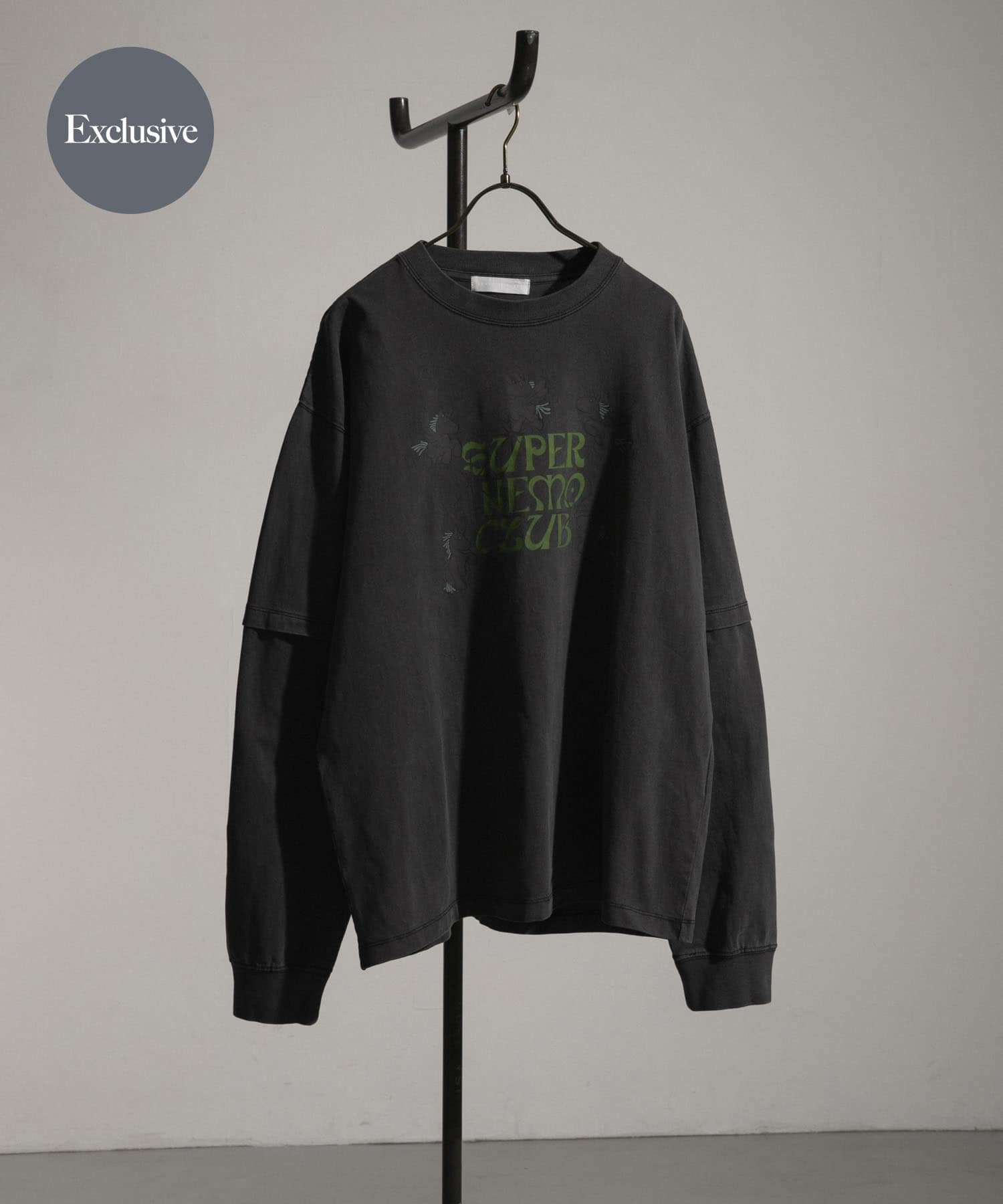 『別注』SHUHEI KOKI×SENSE OF PLACE　フェイクレイヤードTシャツ BLACK M