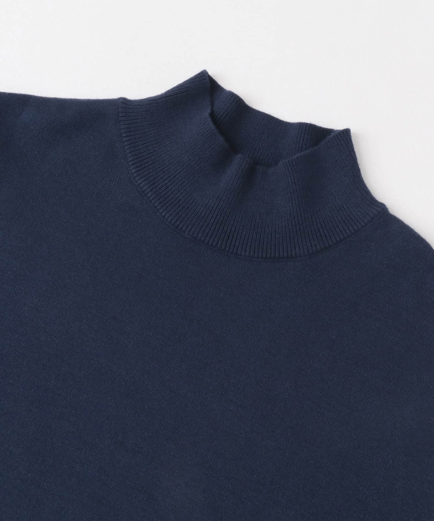 ストレッチモックネックニット NAVY M