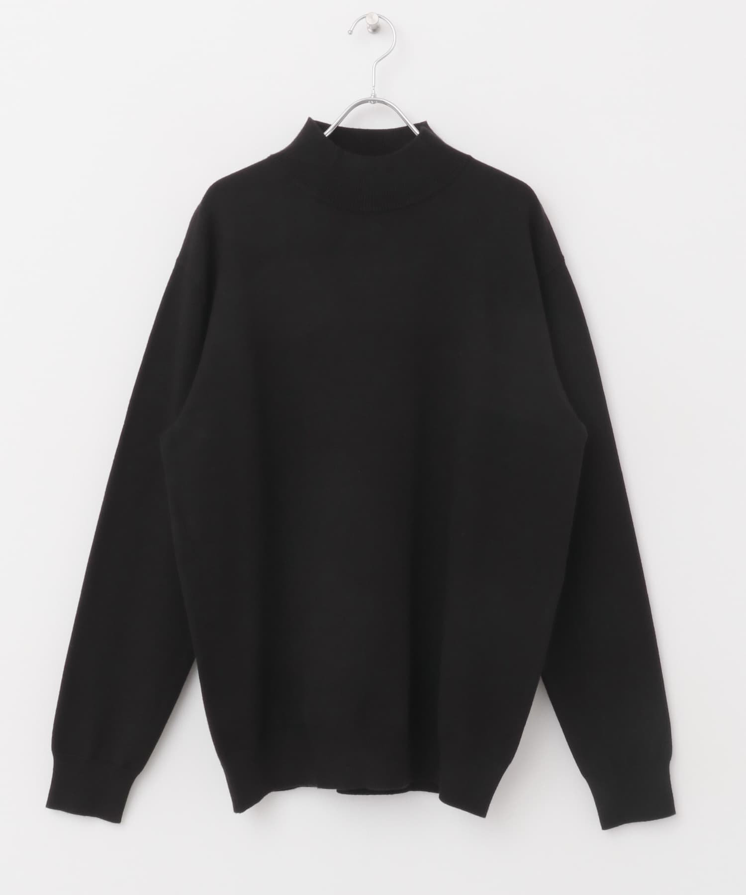 ストレッチモックネックニット BLACK M