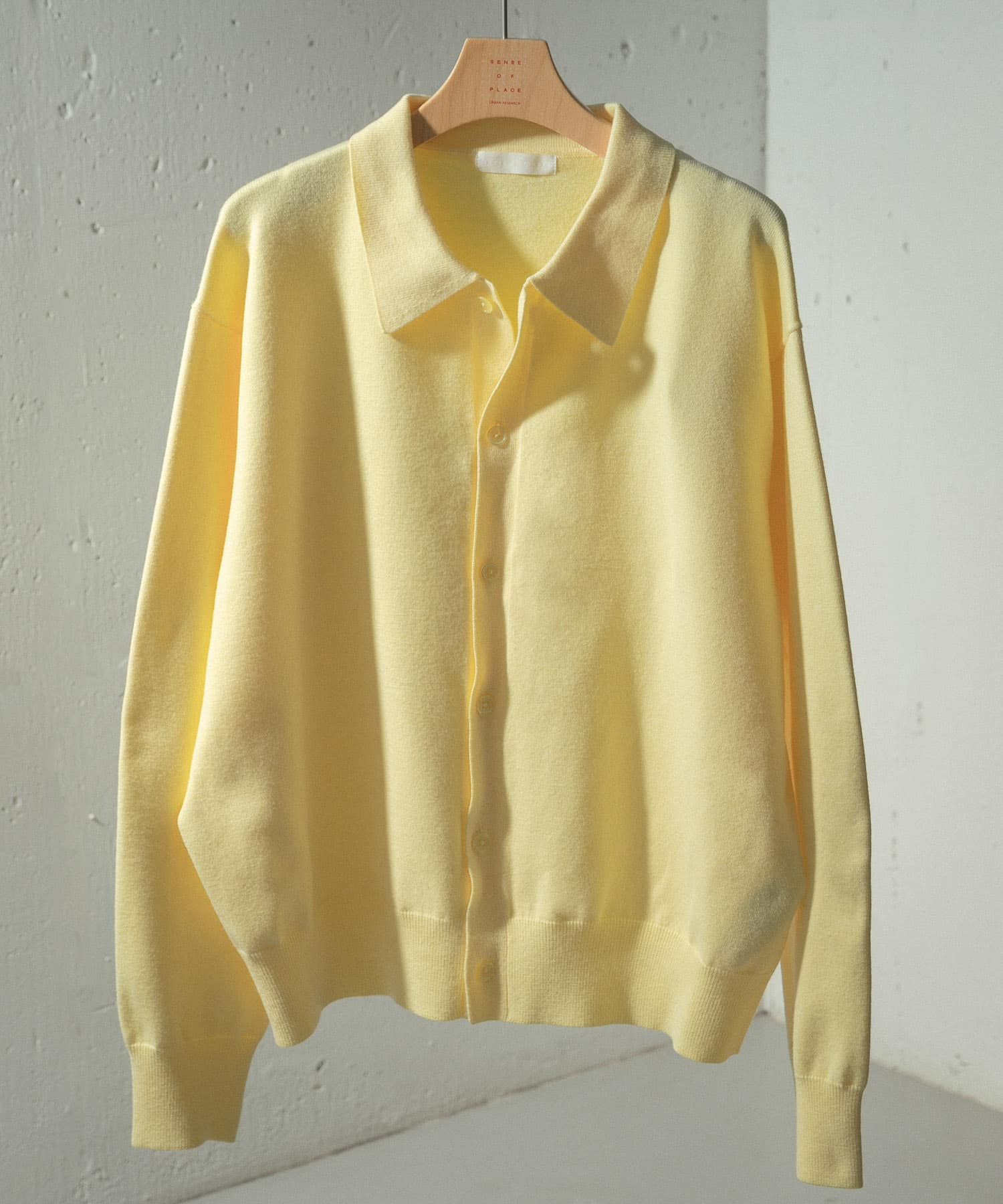 『ユニセックス』『洗濯可』ストレッチシャツカーディガン L.YELLOW M
