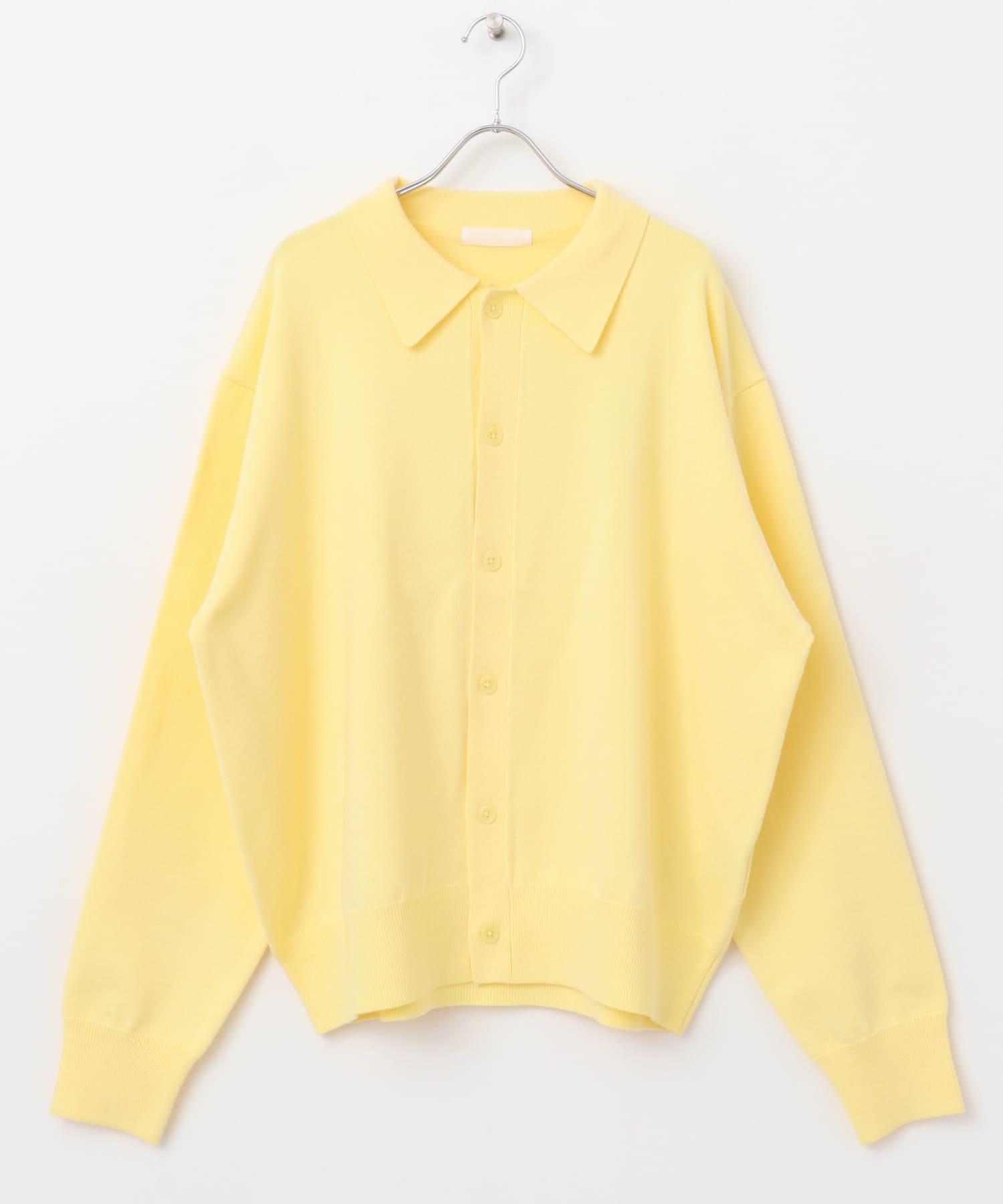 『ユニセックス』『洗濯可』ストレッチシャツカーディガン L.YELLOW M