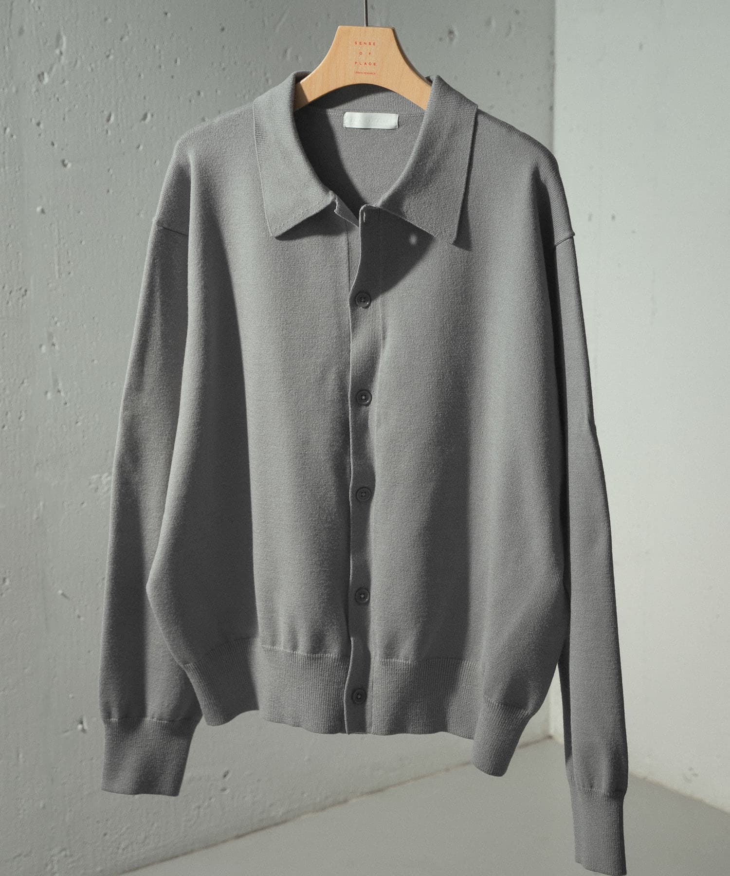 『ユニセックス』『洗濯可』ストレッチシャツカーディガン GRAY M