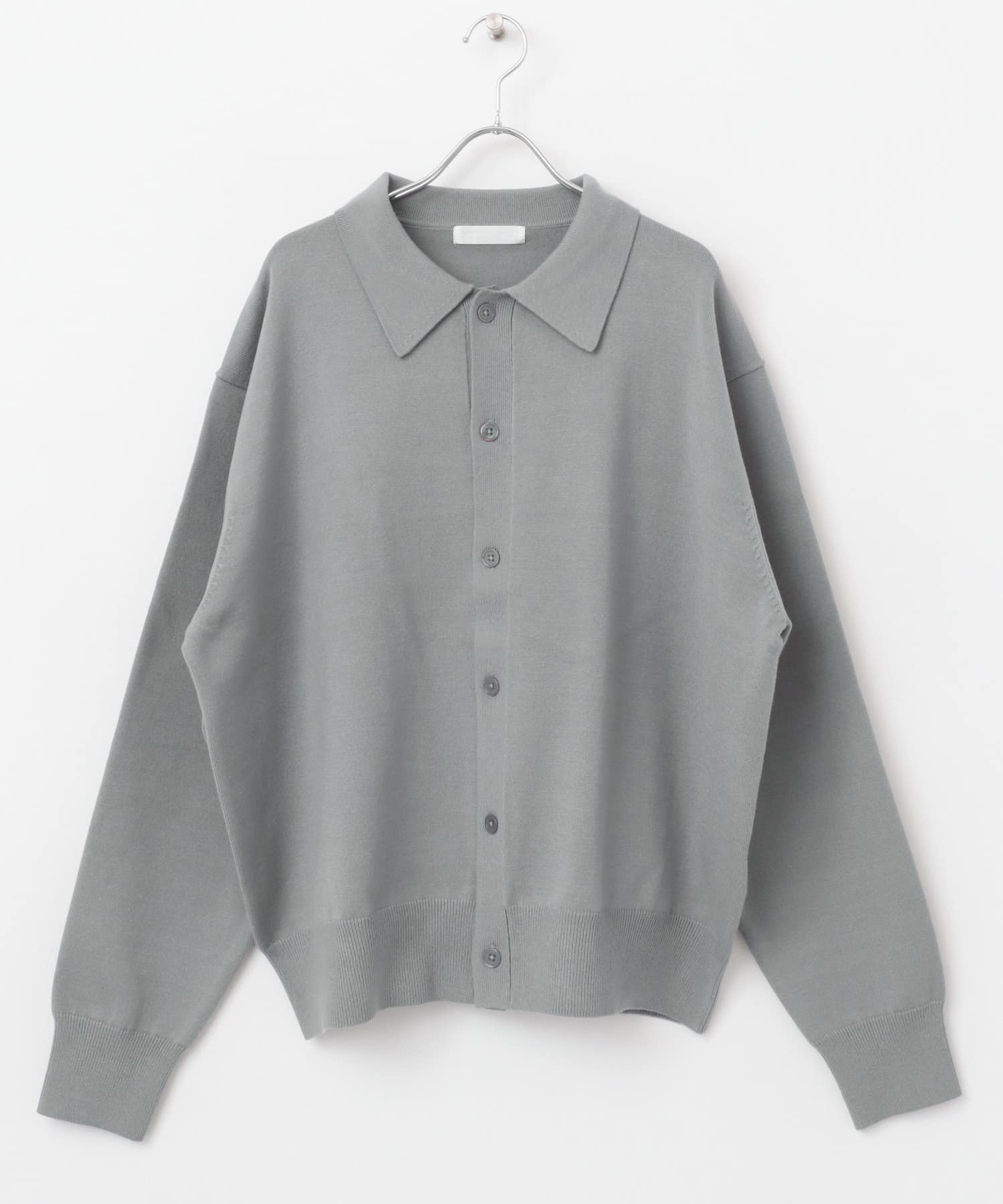 『ユニセックス』『洗濯可』ストレッチシャツカーディガン GRAY M