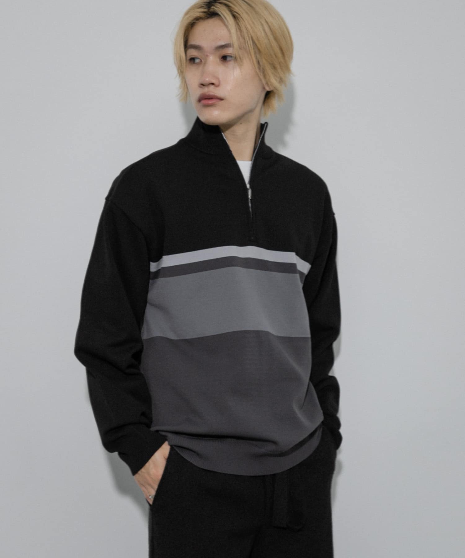 パネルボーダーハーフZIPニット(M BLACK): トップス｜URBAN RESEARCH
