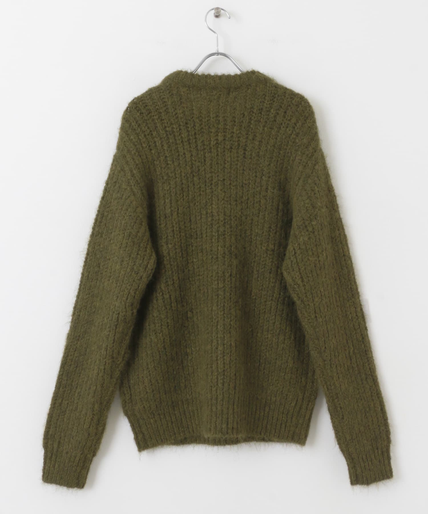 シャギークルーネックニット KHAKI M