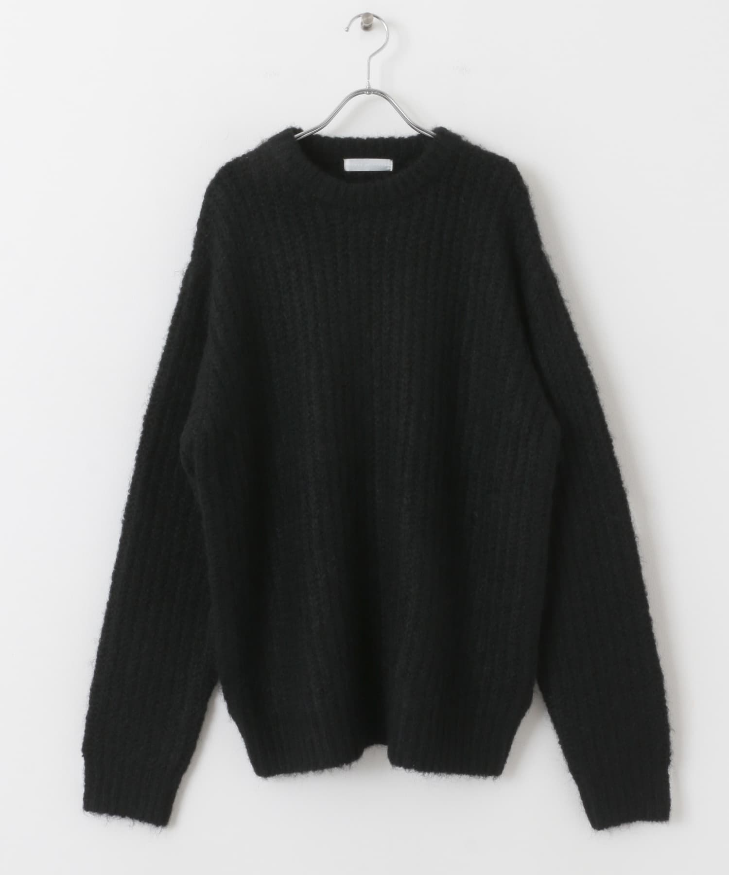 シャギークルーネックニット BLACK M