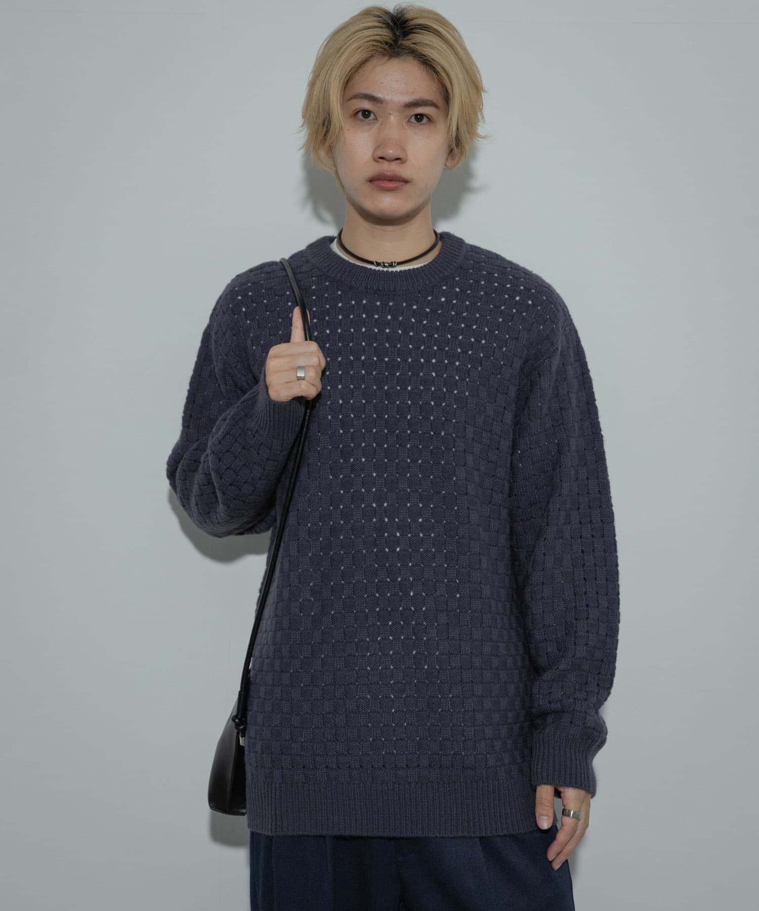 クロス編みシアークルーネックニット(M PINK RED): トップス｜URBAN