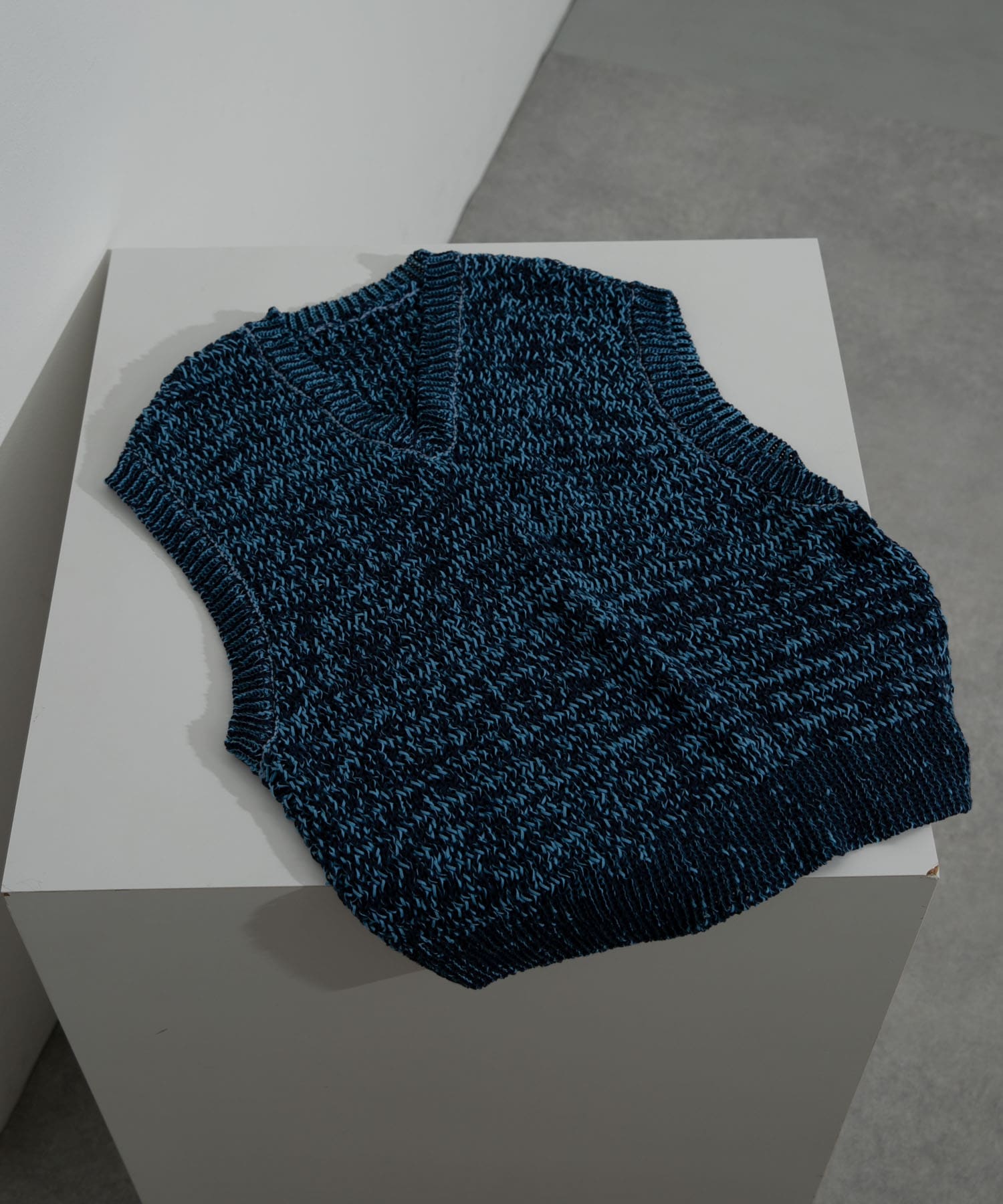 ミックスヤーンニットベスト BLUE M