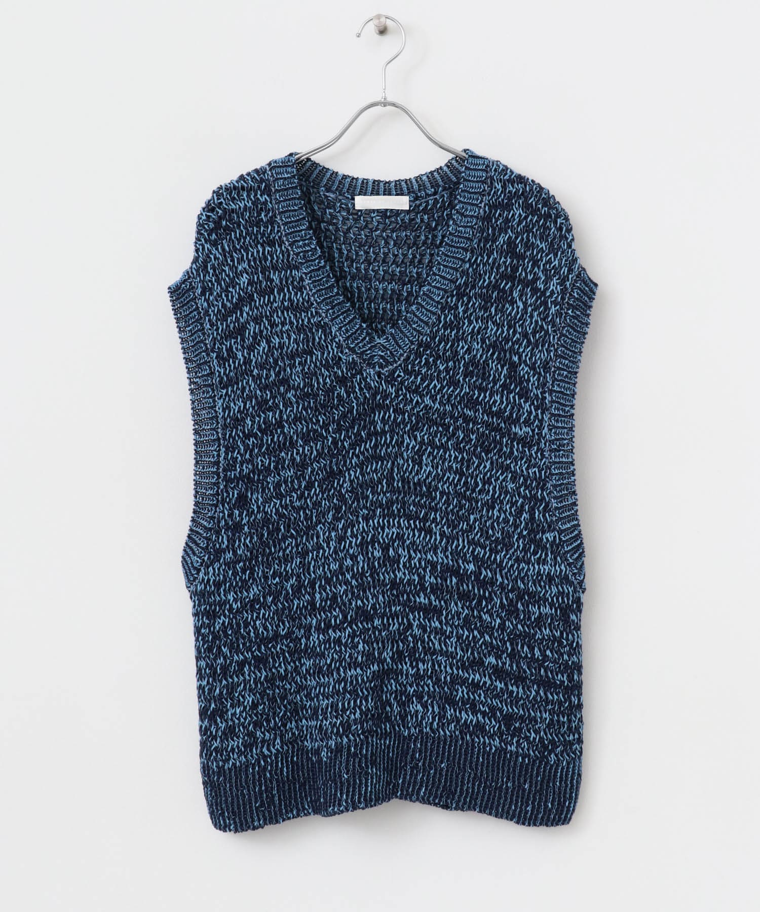 ミックスヤーンニットベスト BLUE M
