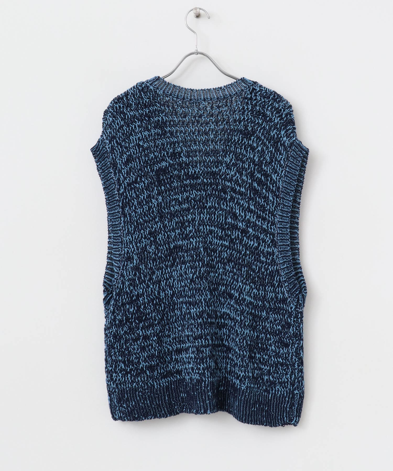 ミックスヤーンニットベスト BLUE M