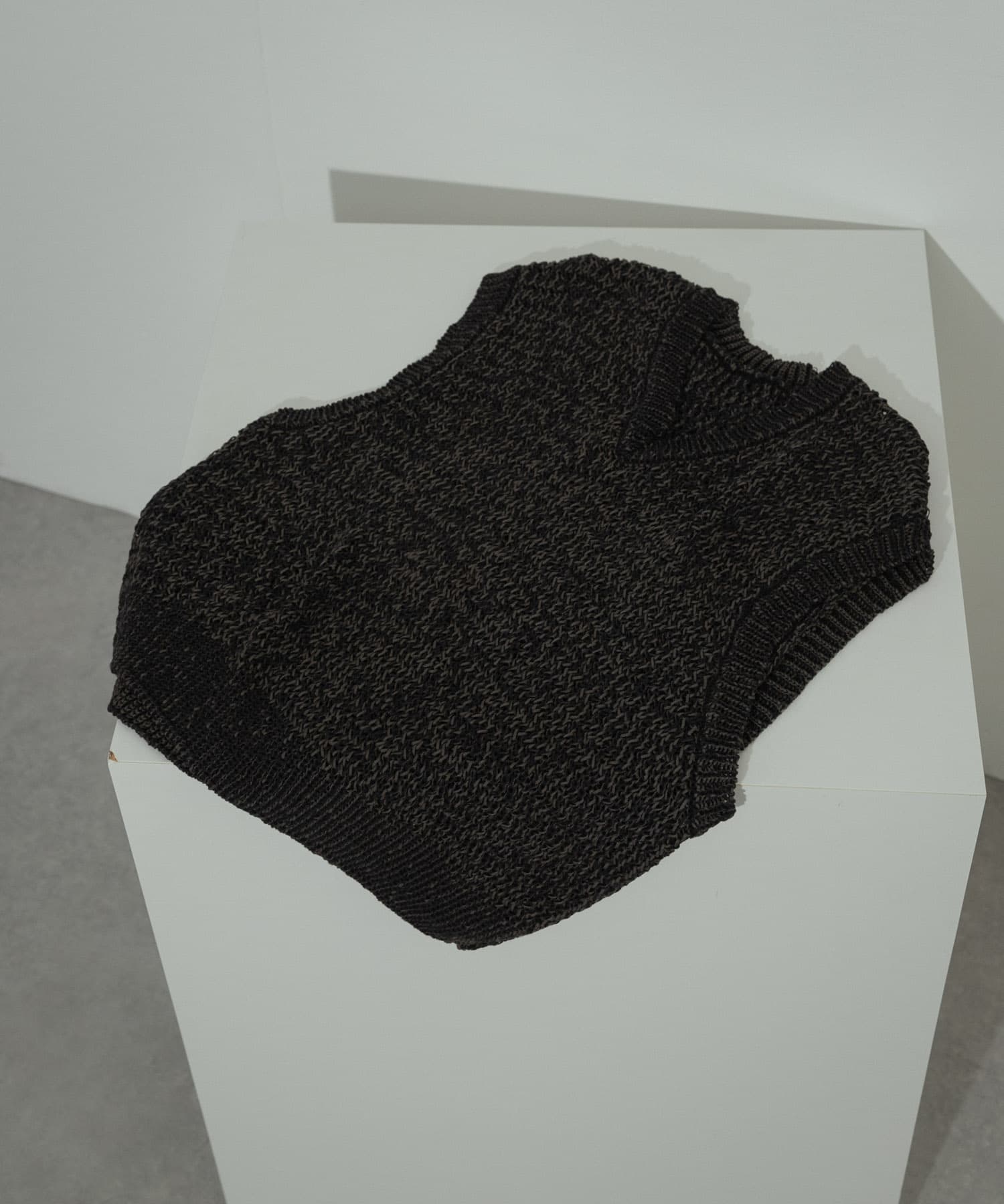 ミックスヤーンニットベスト BLACK M
