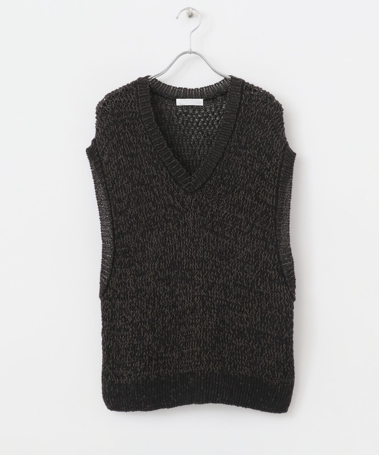 ミックスヤーンニットベスト BLACK M