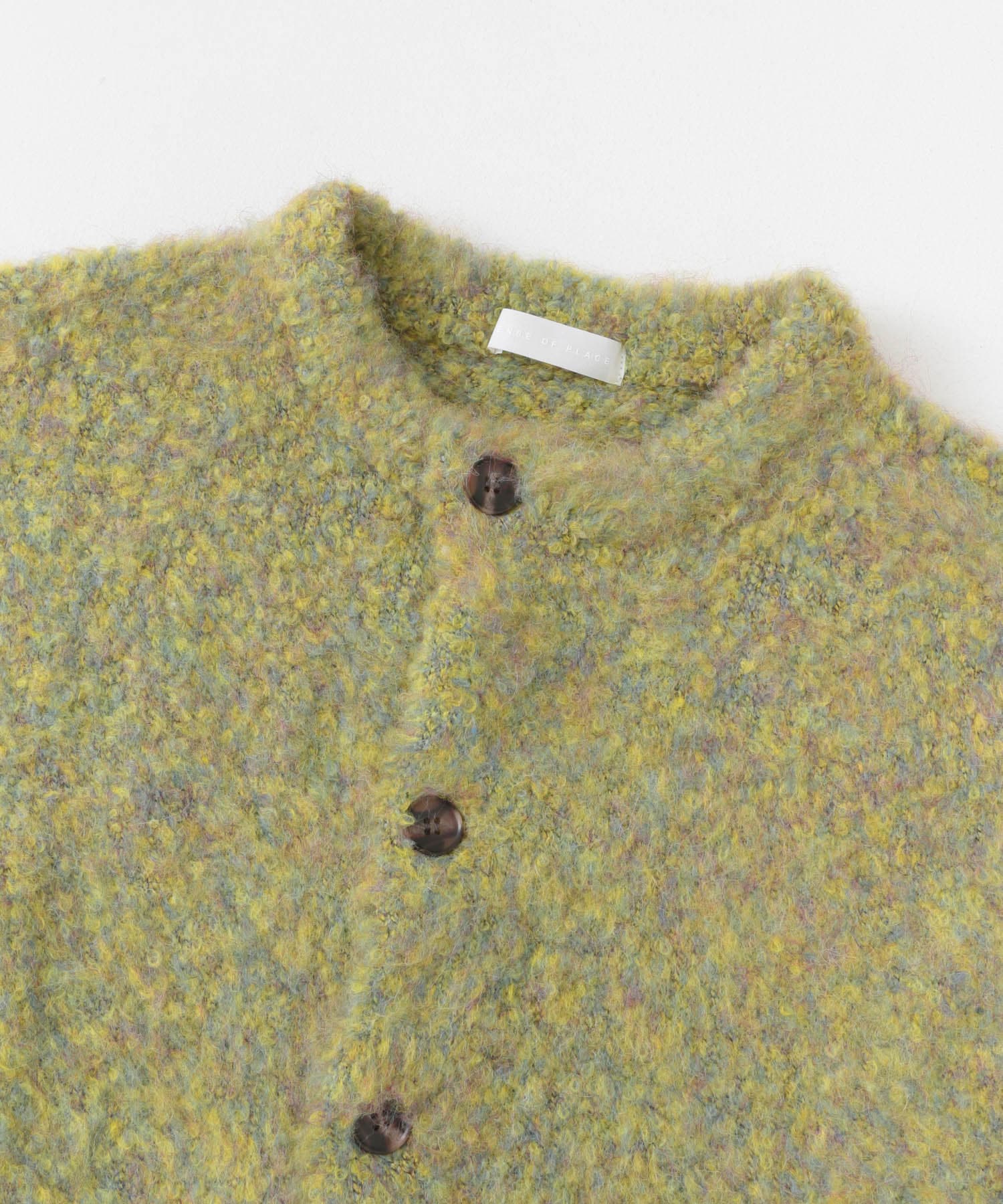 ブークレシャギークルーネックカーディガン GREEN M