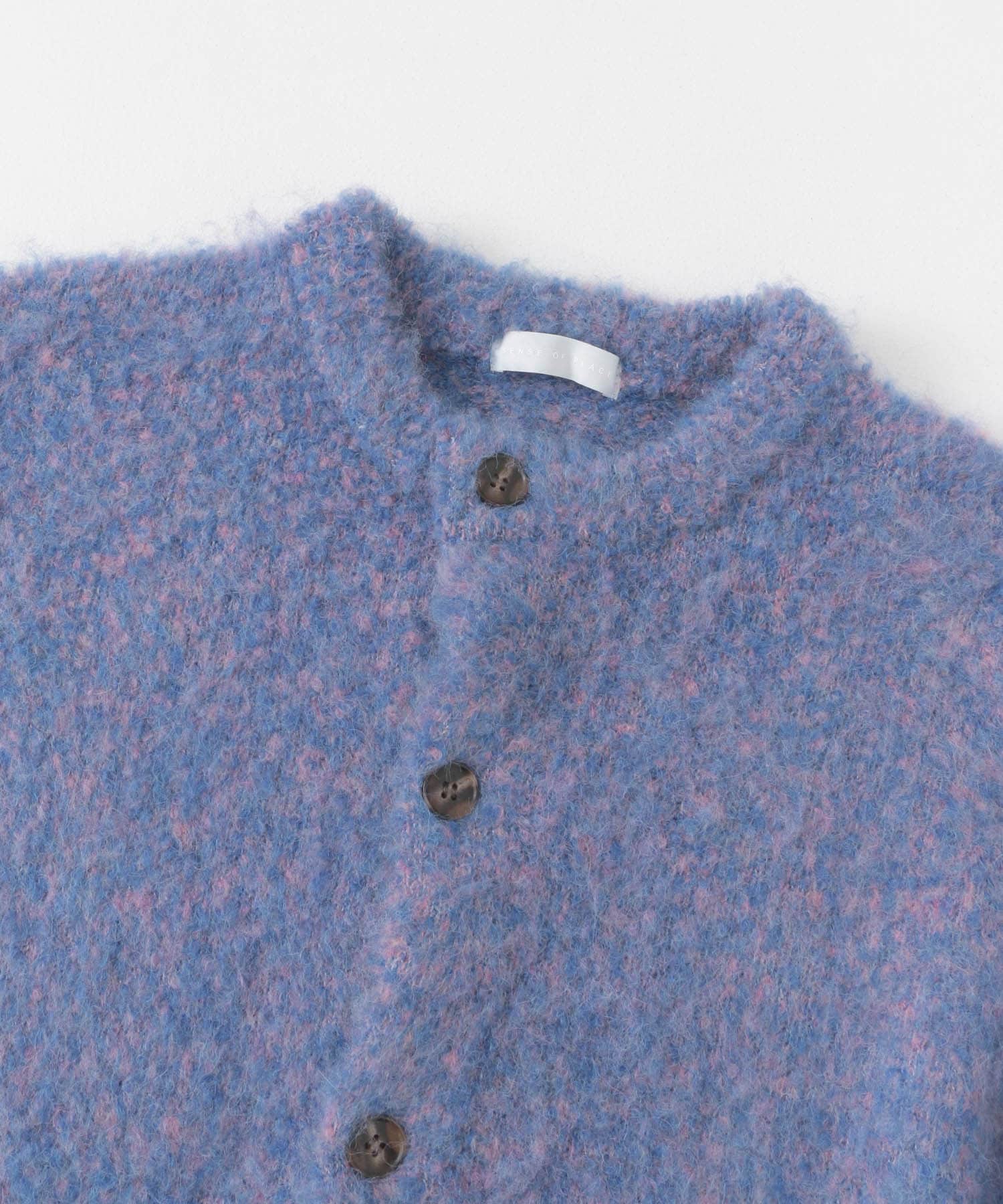 ブークレシャギークルーネックカーディガン BLUE M
