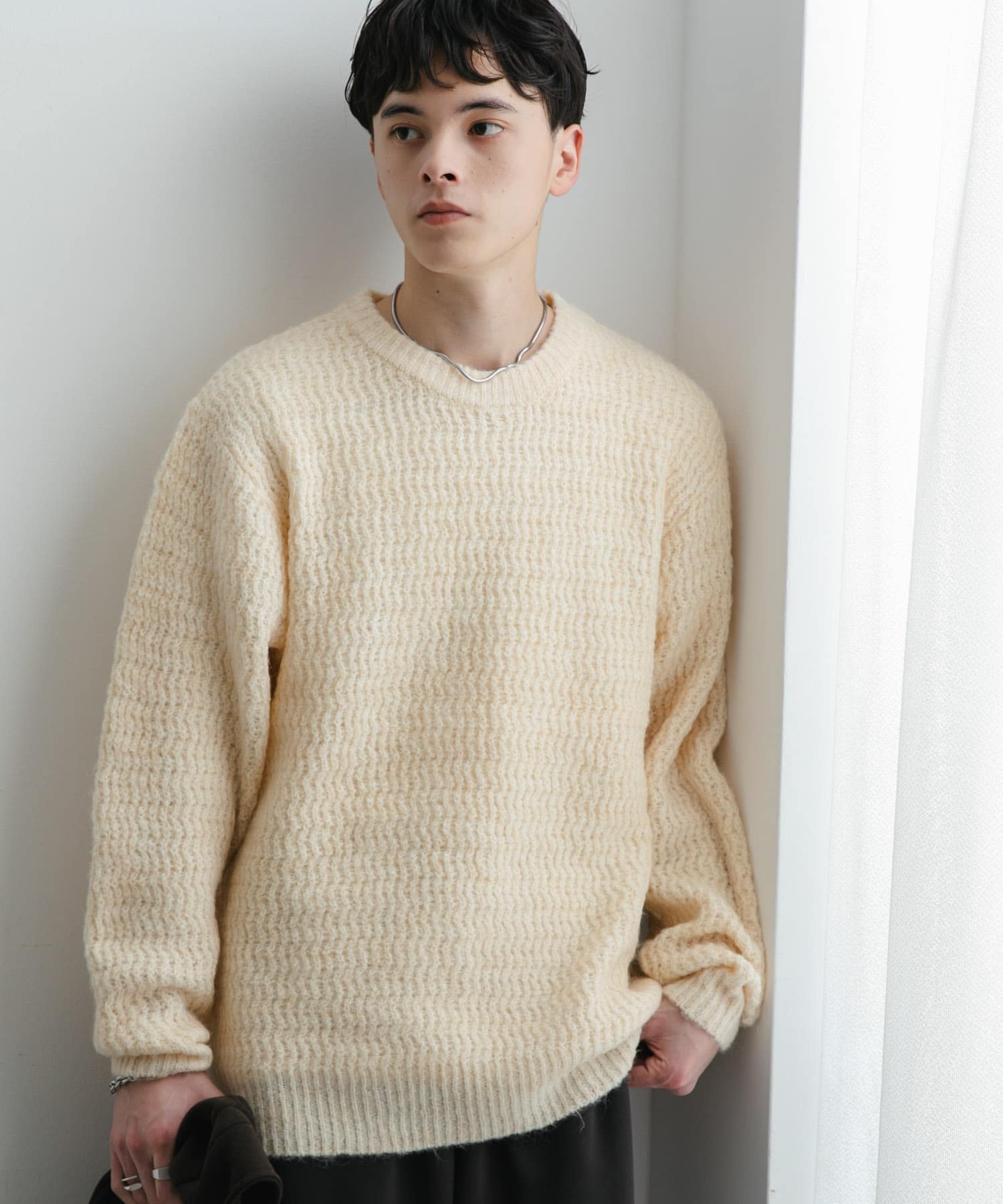 【雰囲気】メンズ ニット レトロ ニット 立体 マルチ アース カラー 長袖 90s～ イタリア製 Fantasie di Settembre 立体編み 3D セーター プル