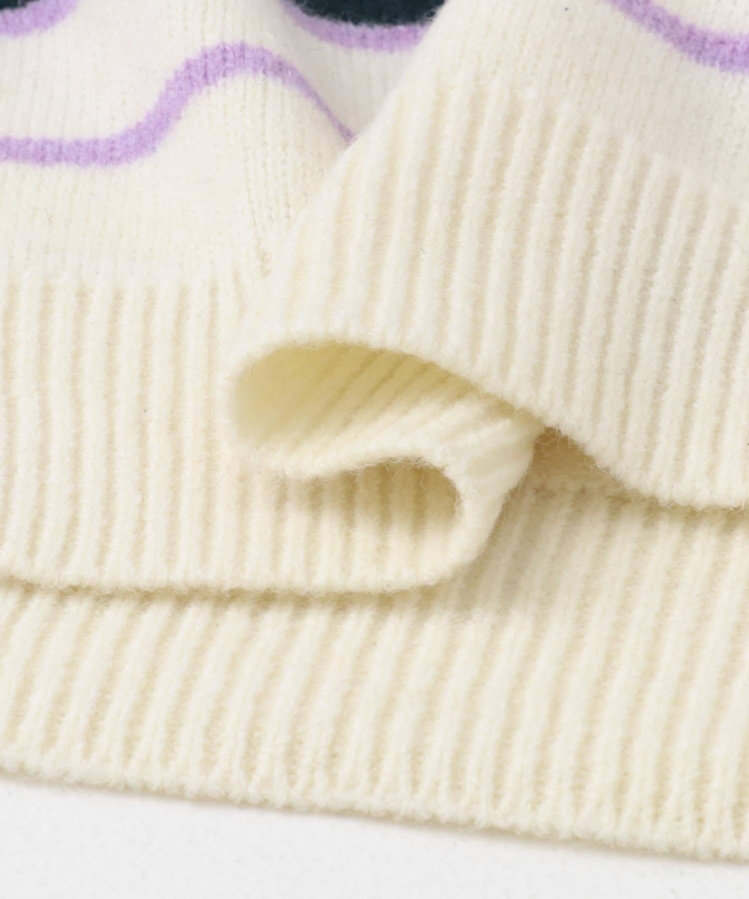 ウールブレンドボーダークルーネックニット GREEN M