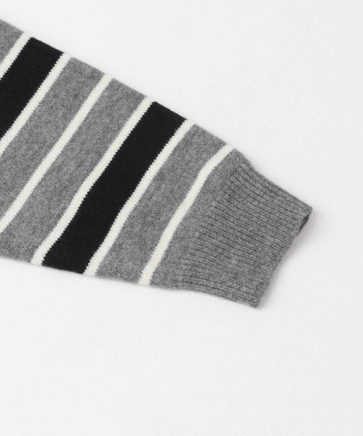 ウールブレンドボーダークルーネックニット BLACK M