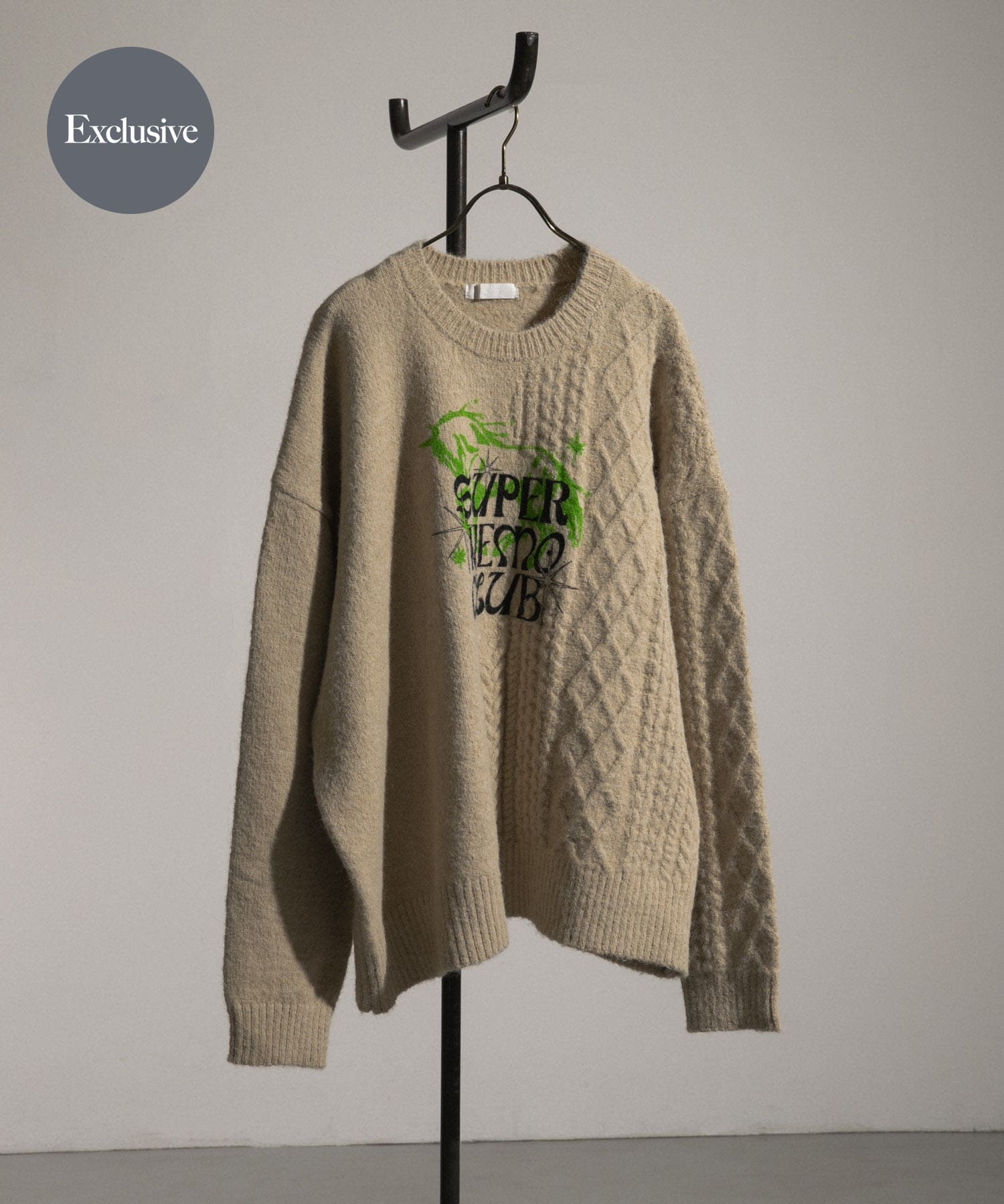『別注』SHUHEI KOKI×SENSE OF PLACE　プリントニット GREIGE M