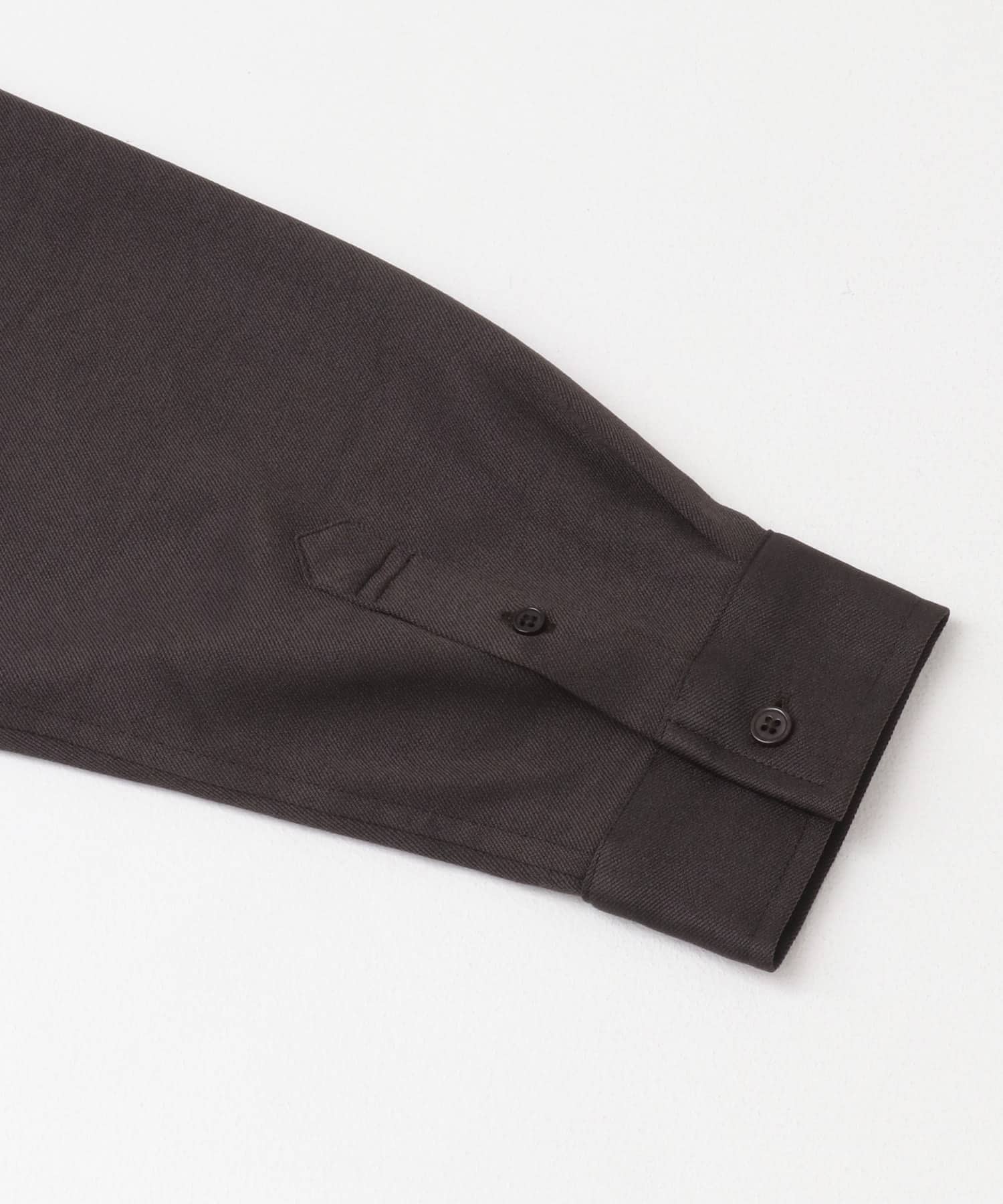 『セットアップ対応』『ユニセックス』ウールライクバンドカラールーズシャツ CHARCOAL M