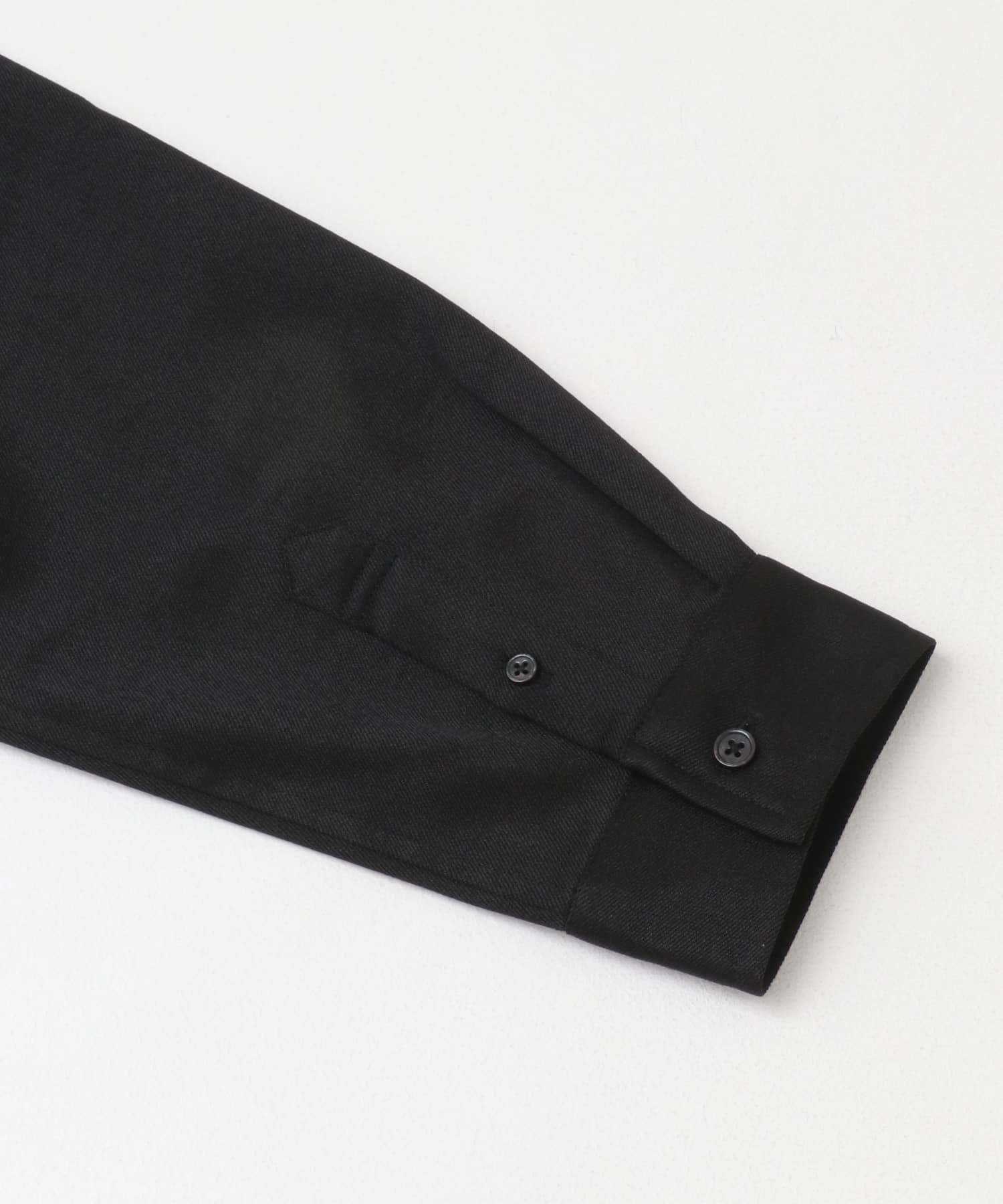 『セットアップ対応』『ユニセックス』ウールライクバンドカラールーズシャツ BLACK M