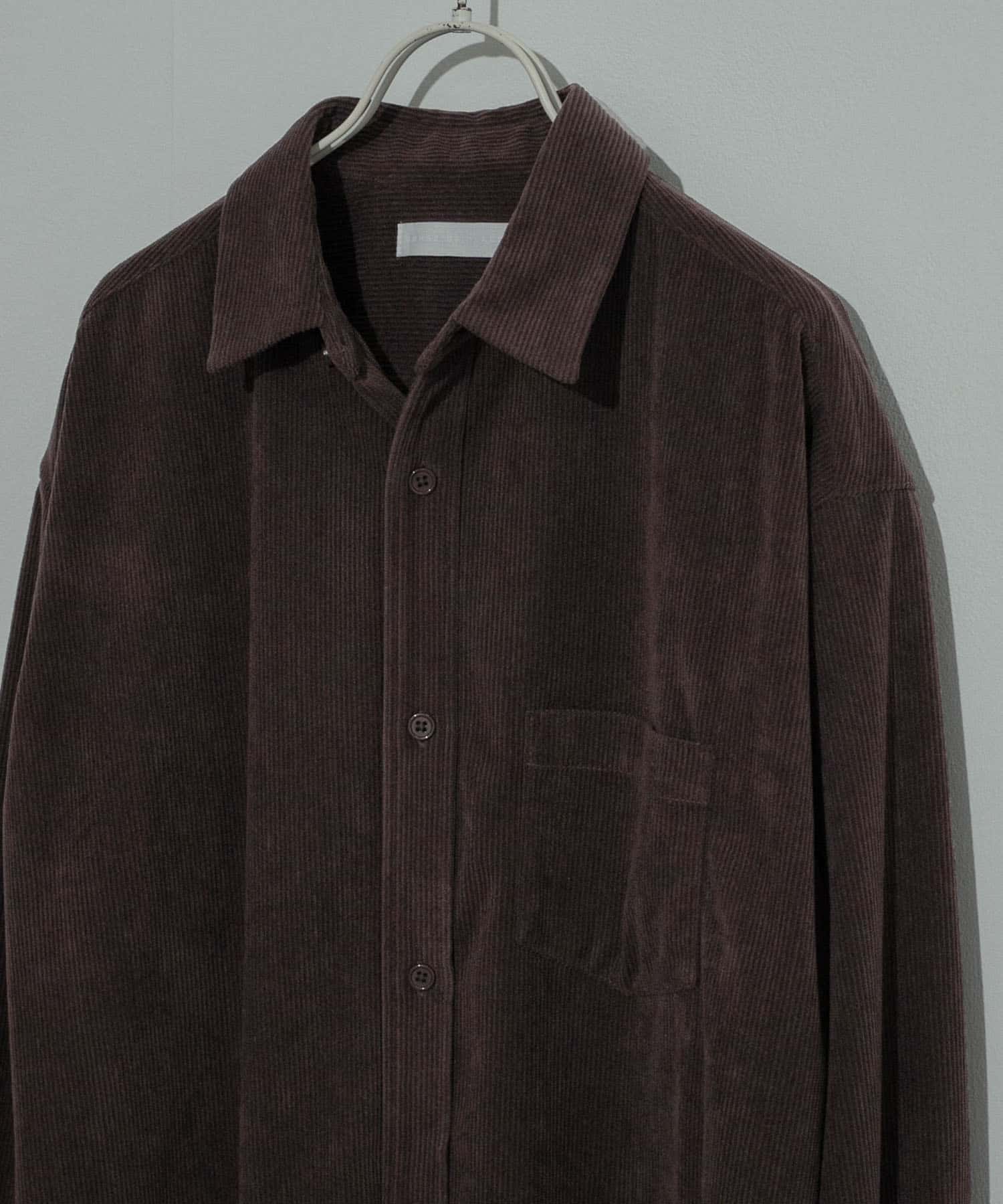 『ユニセックス』コーデュロイルーズシャツ BROWN M
