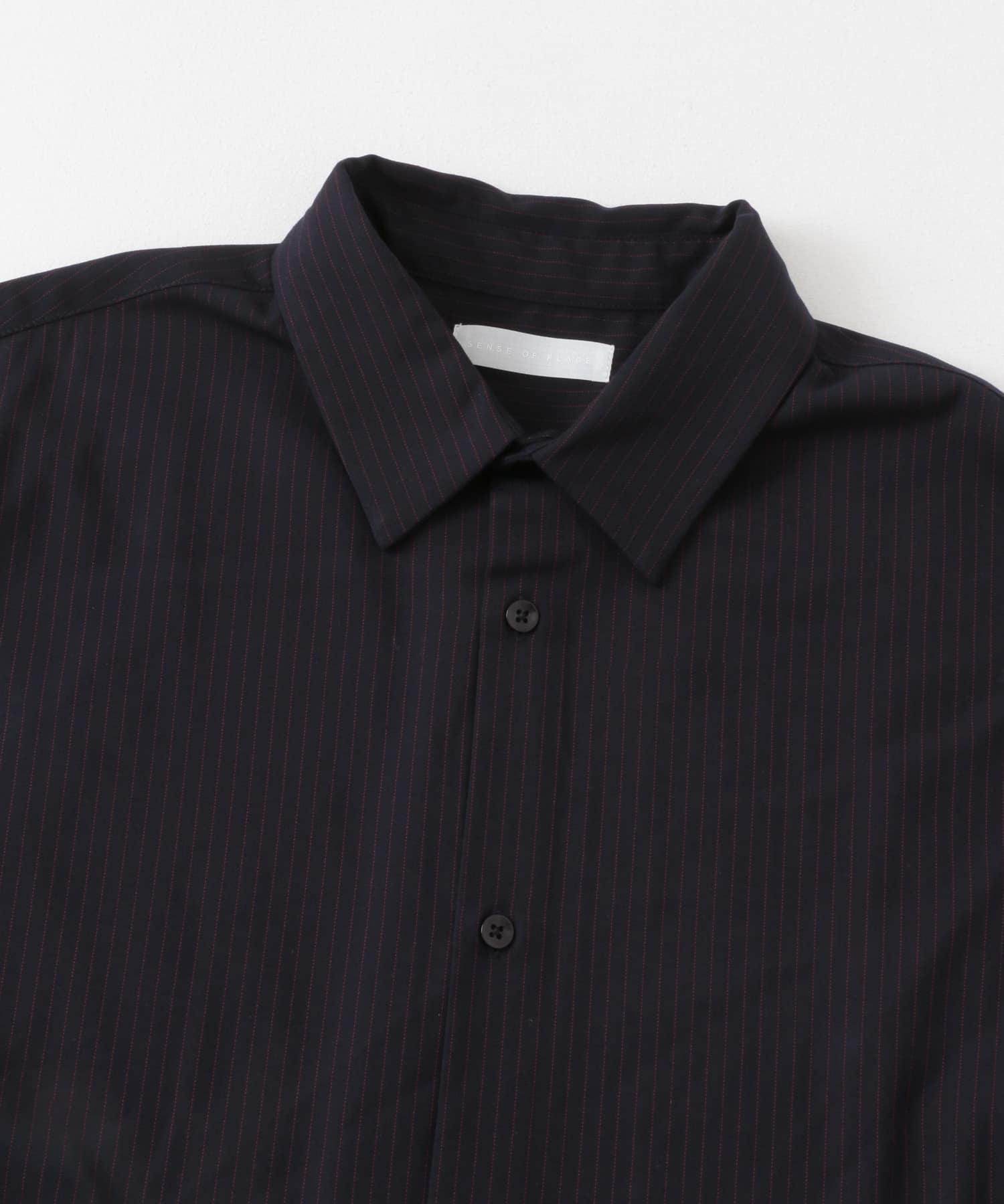 ウールライクピンストライプシャツ NAVY M