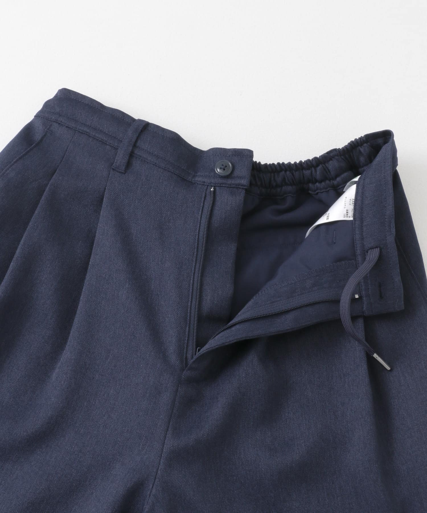 『セットアップ対応』ウールライクダブルタックワイドパンツ NAVY S