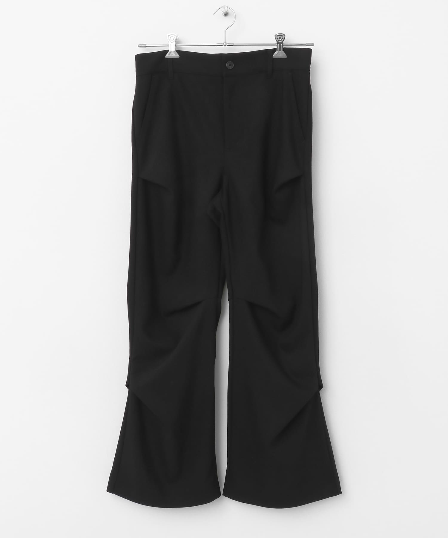ウールライクランダムタックパンツ BLACK M