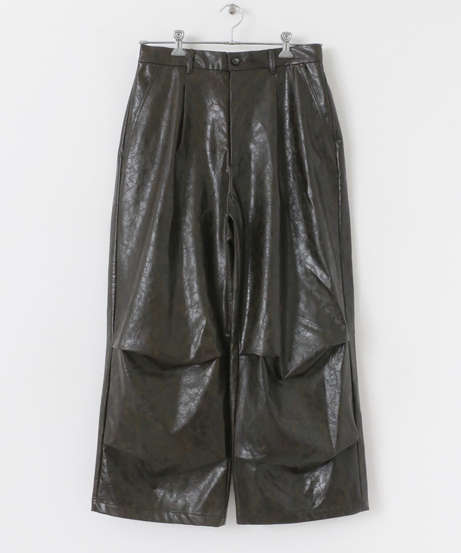 FLタックワイドパンツ BLK×BRN M