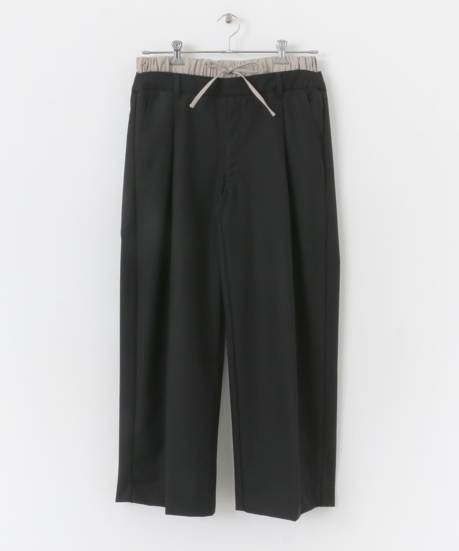 ウールライクフェイクレイヤードスラックス BLACK M