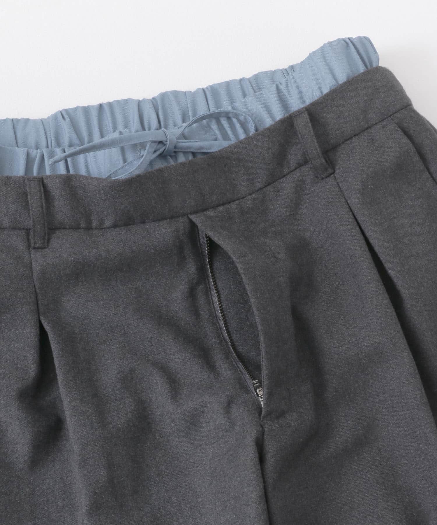 ウールライクフェイクレイヤードスラックス GRAY M