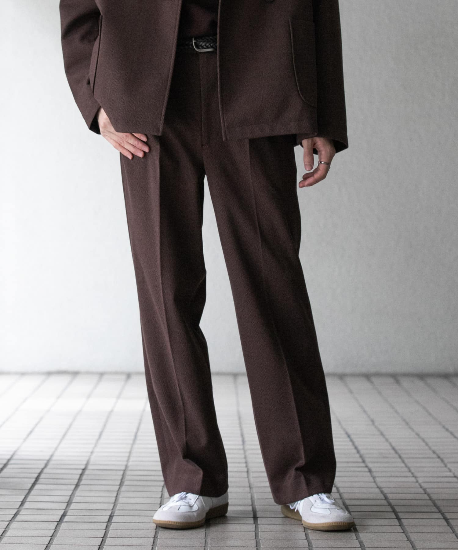 ヘリンボーンタックワイドパンツ(M BLACK): ボトム｜URBAN