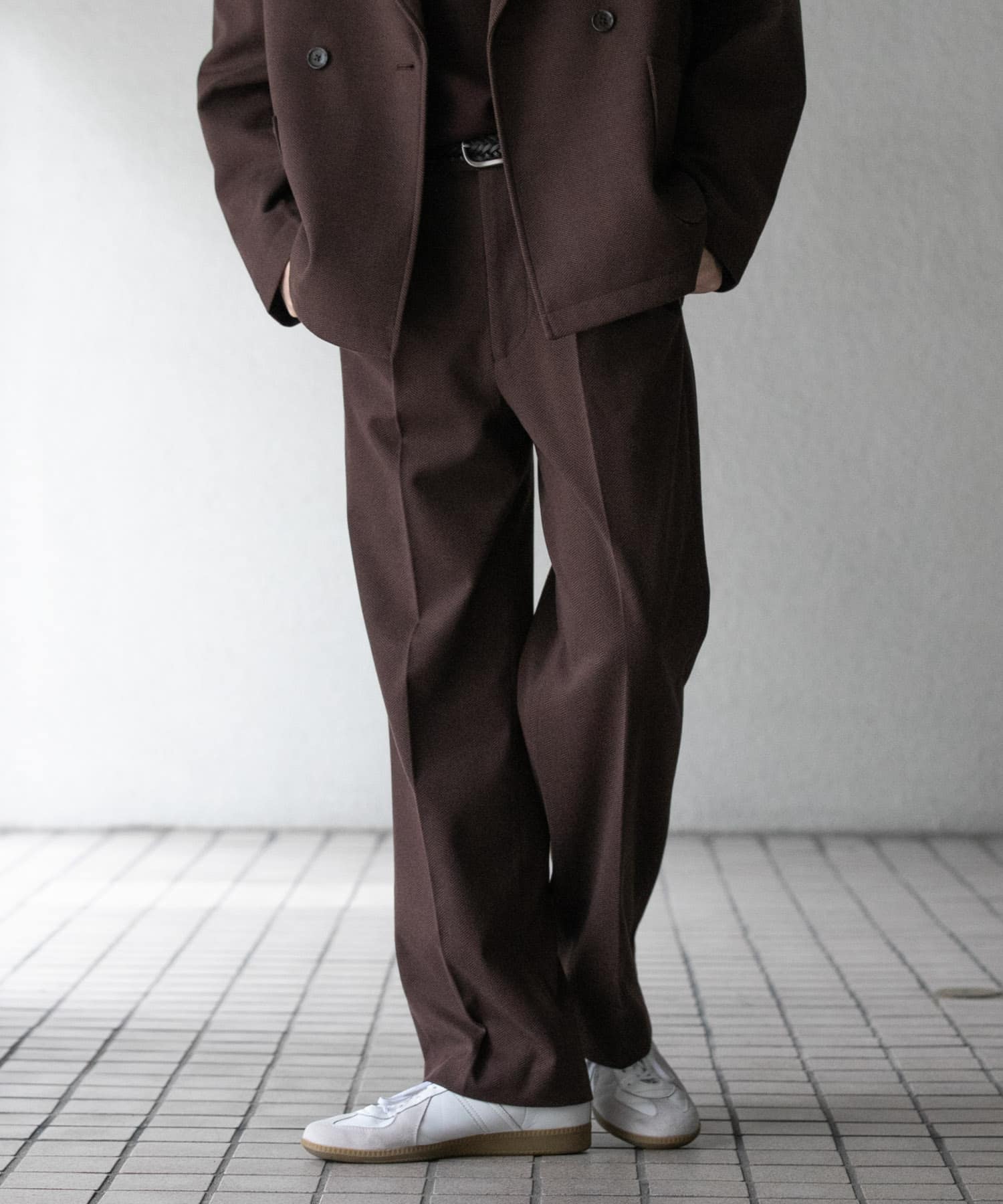 ヘリンボーンタックワイドパンツ(M BLACK): ボトム｜URBAN