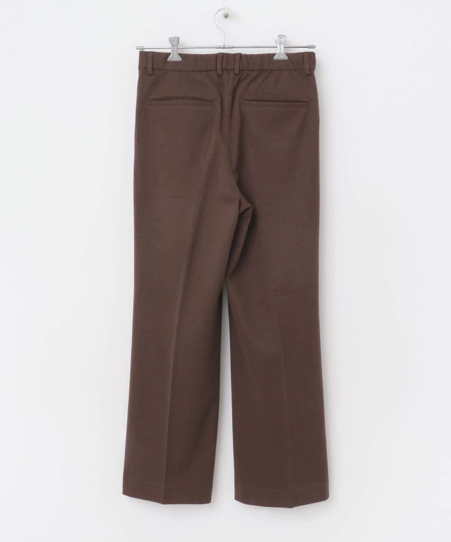 ヘリンボーンタックワイドパンツ BROWN M