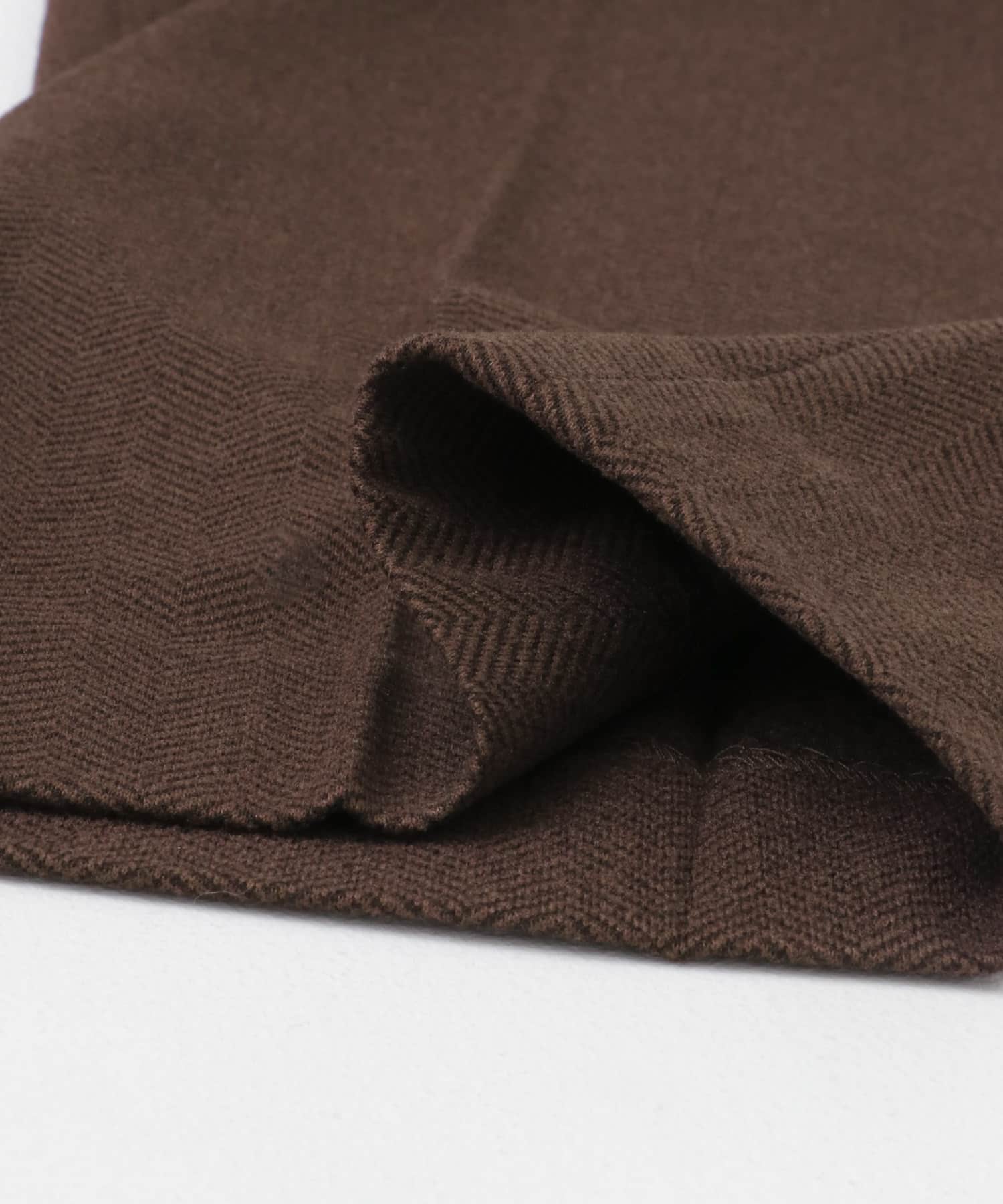 ヘリンボーンタックワイドパンツ BROWN M