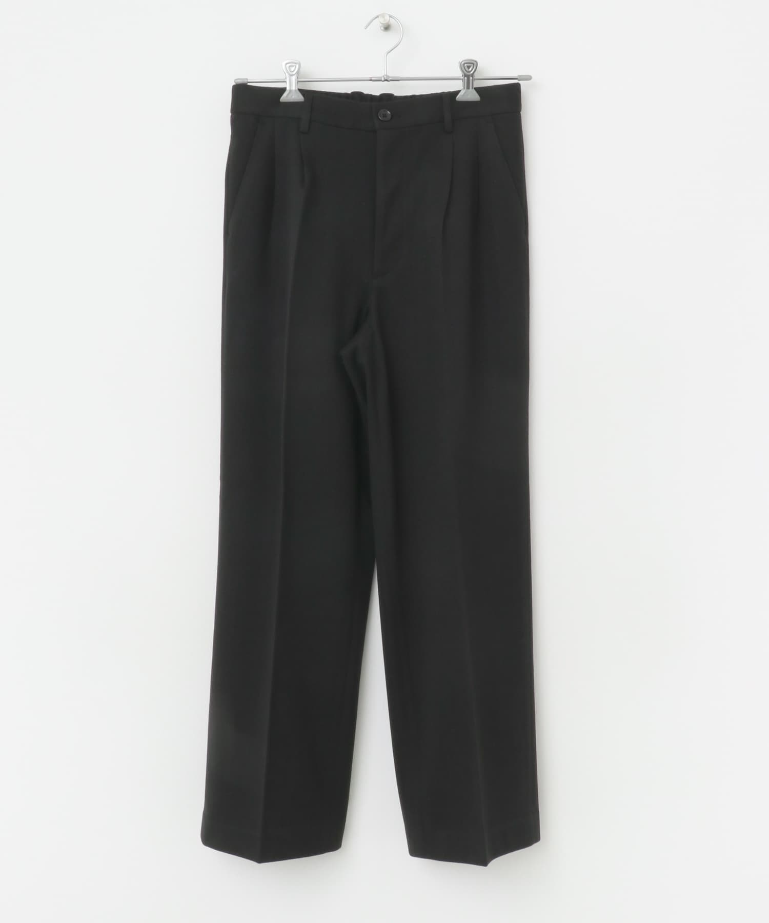 ヘリンボーンタックワイドパンツ BLACK M