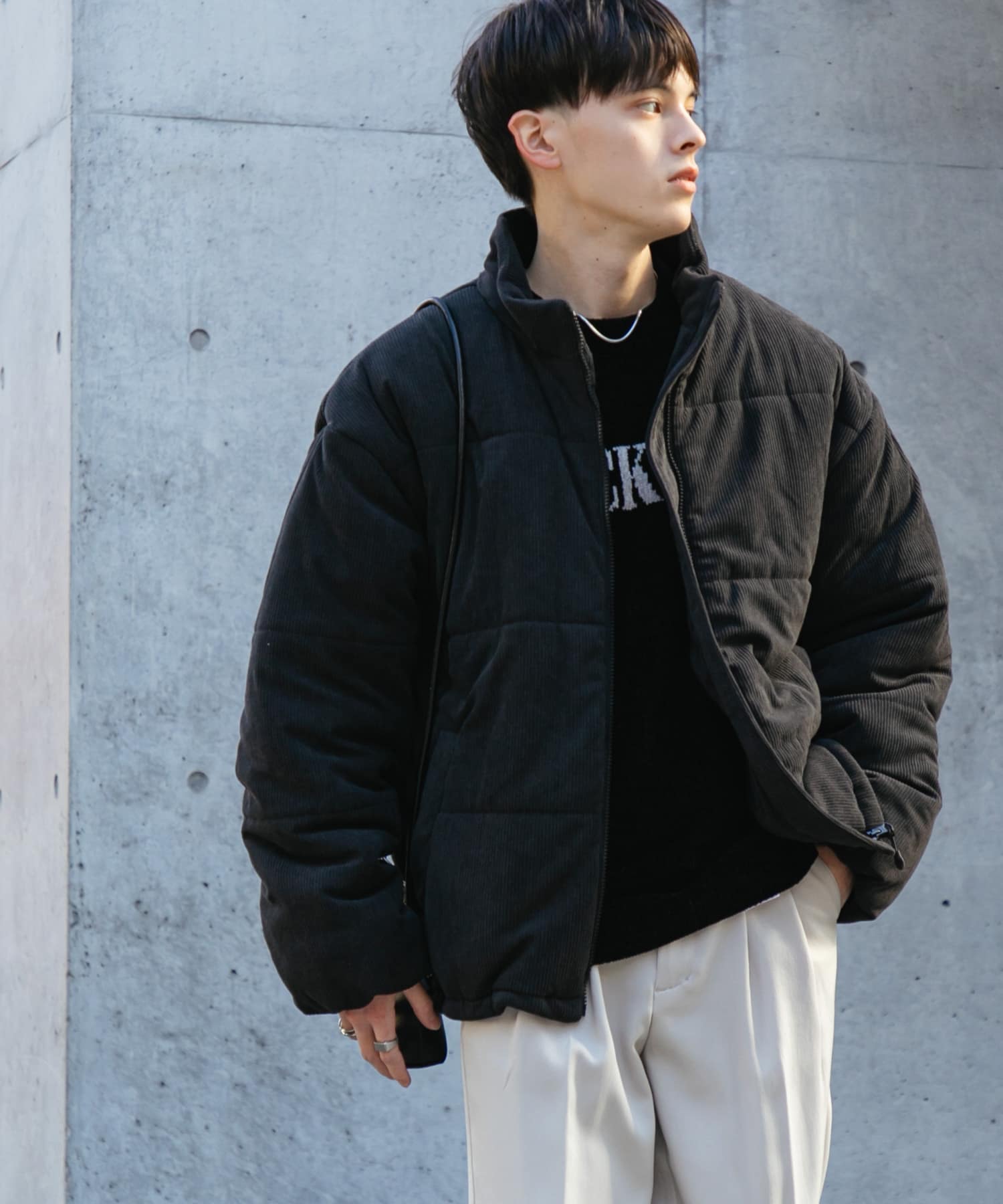 ユニセックス』コーデュロイパデットブルゾン(M CHARCOAL): アウター