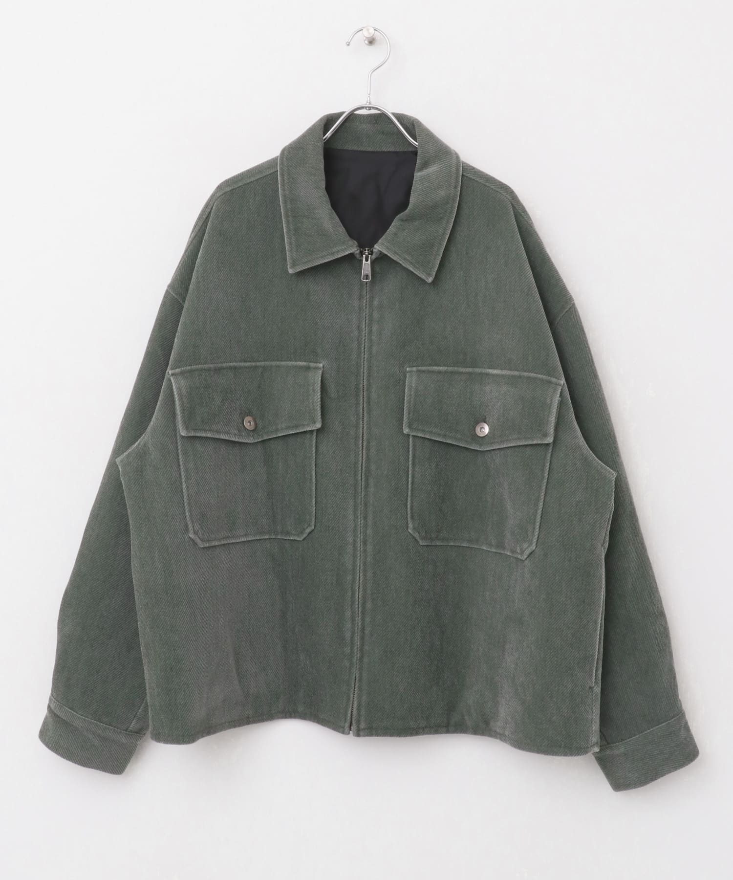 『ユニセックス』『セットアップ対応』ヴィンテージツイルZIPブルゾン KHAKI M