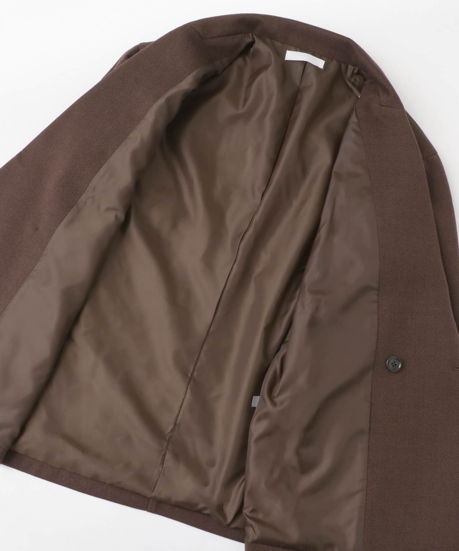 『UR TECH』ヘリンボーンダブルテーラードジャケット BROWN M