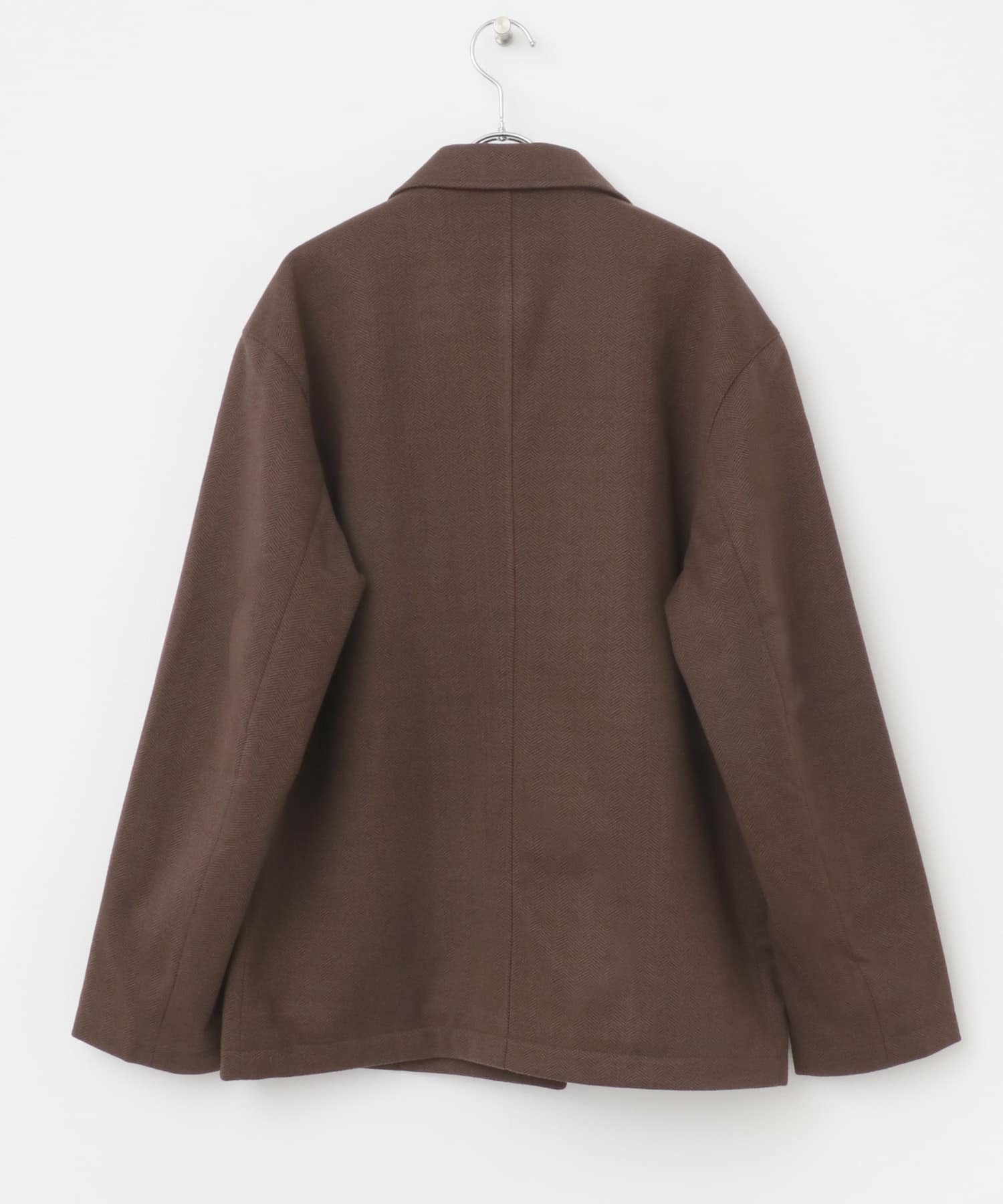 『UR TECH』ヘリンボーンダブルテーラードジャケット BROWN M