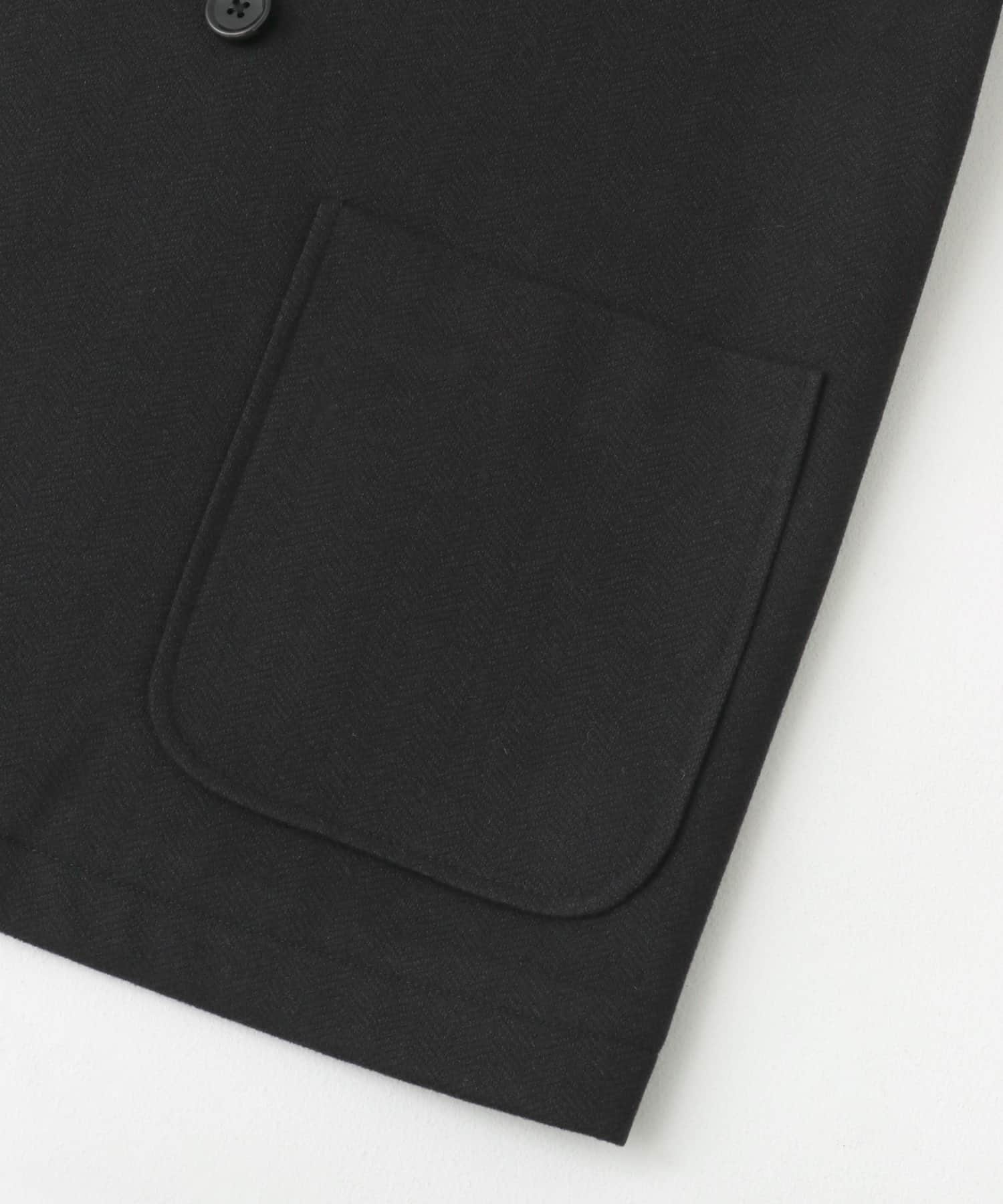 『UR TECH』ヘリンボーンダブルテーラードジャケット BLACK M