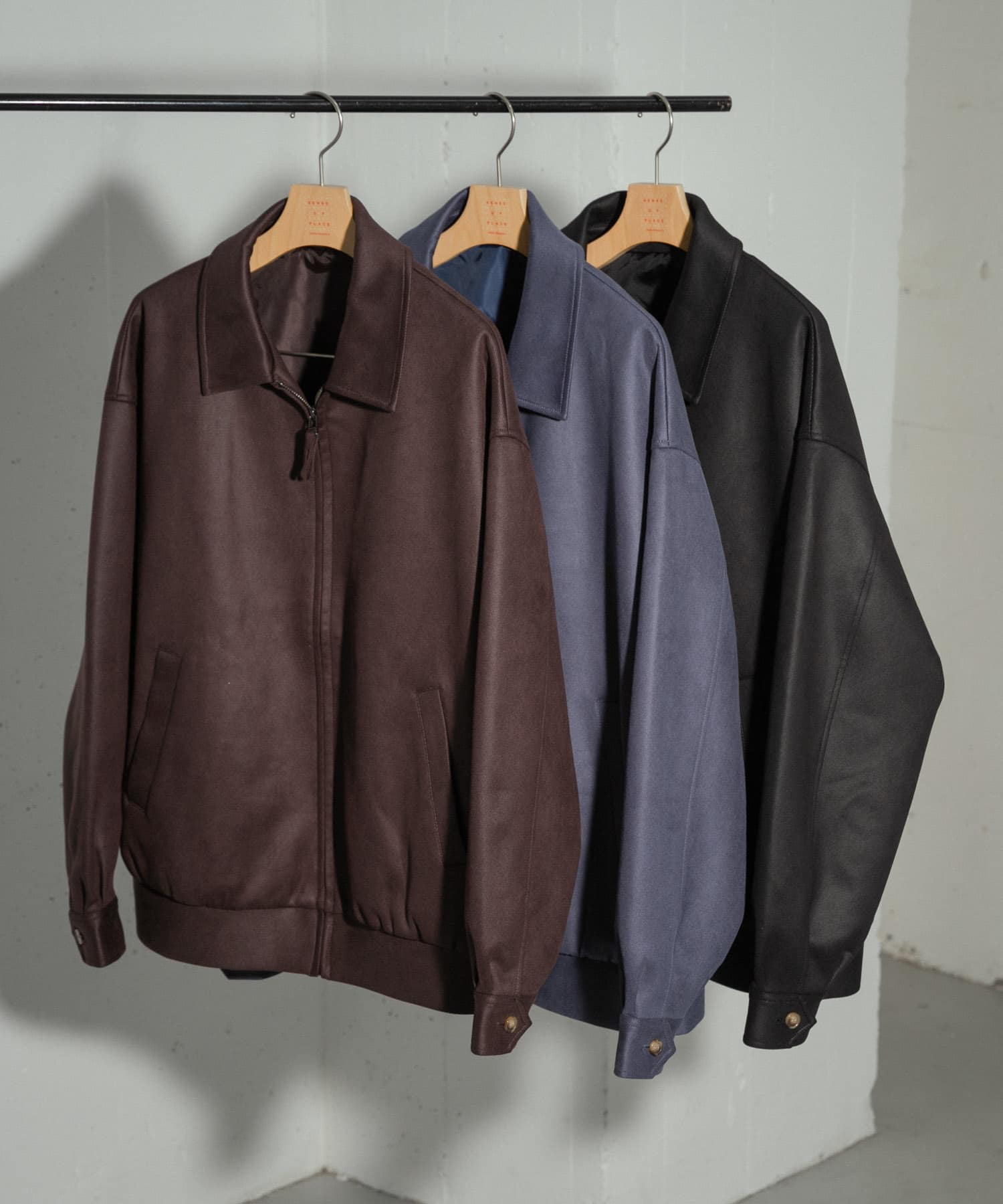『ユニセックス』ツイルスエードタッチZIPブルゾン BROWN L