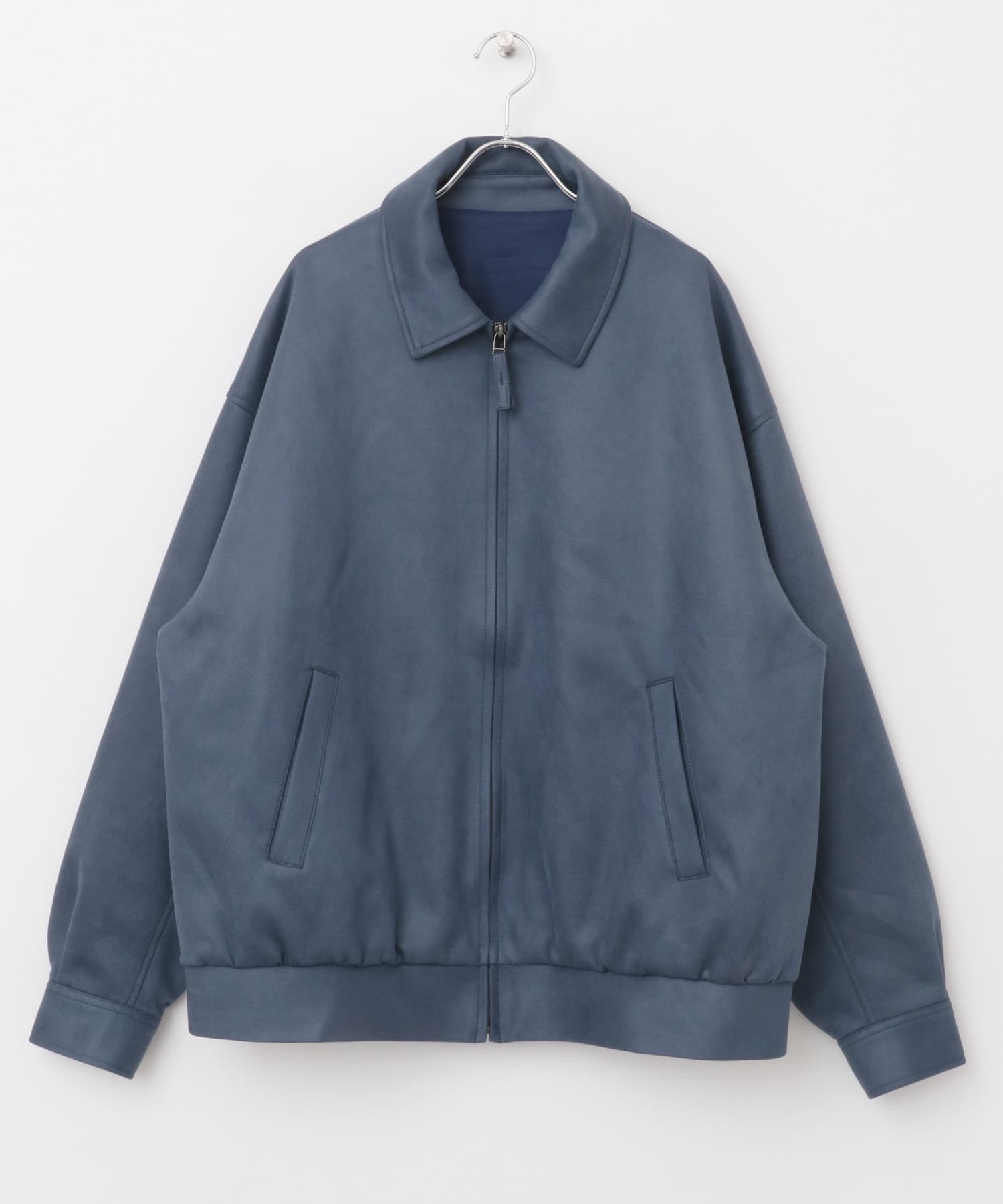 『ユニセックス』ツイルスエードタッチZIPブルゾン BLUE M