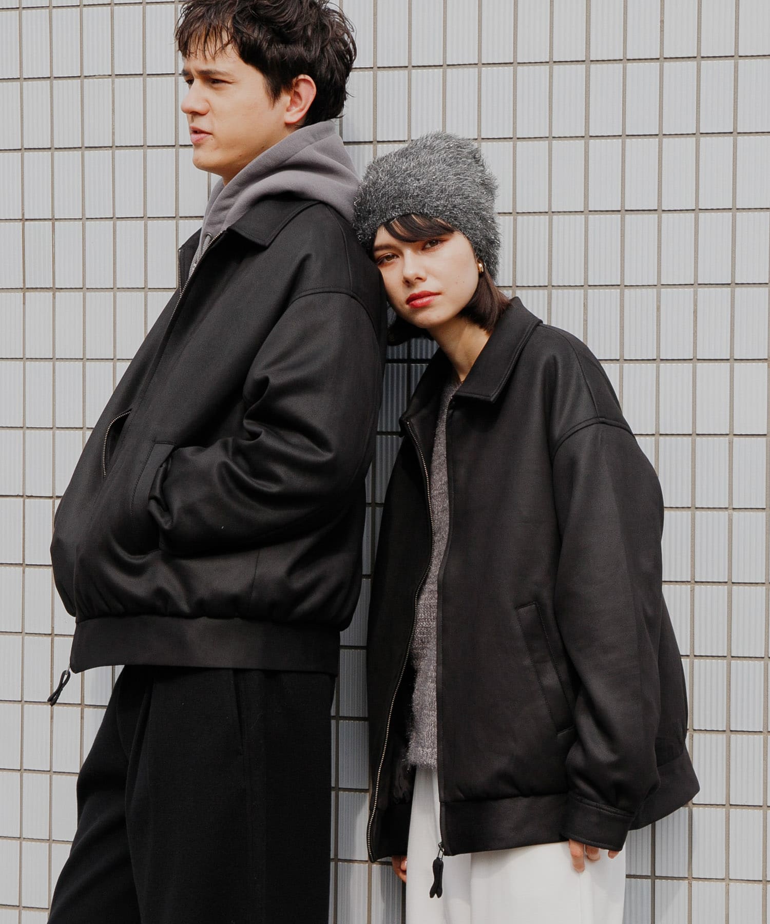 『ユニセックス』ツイルスエードタッチZIPブルゾン