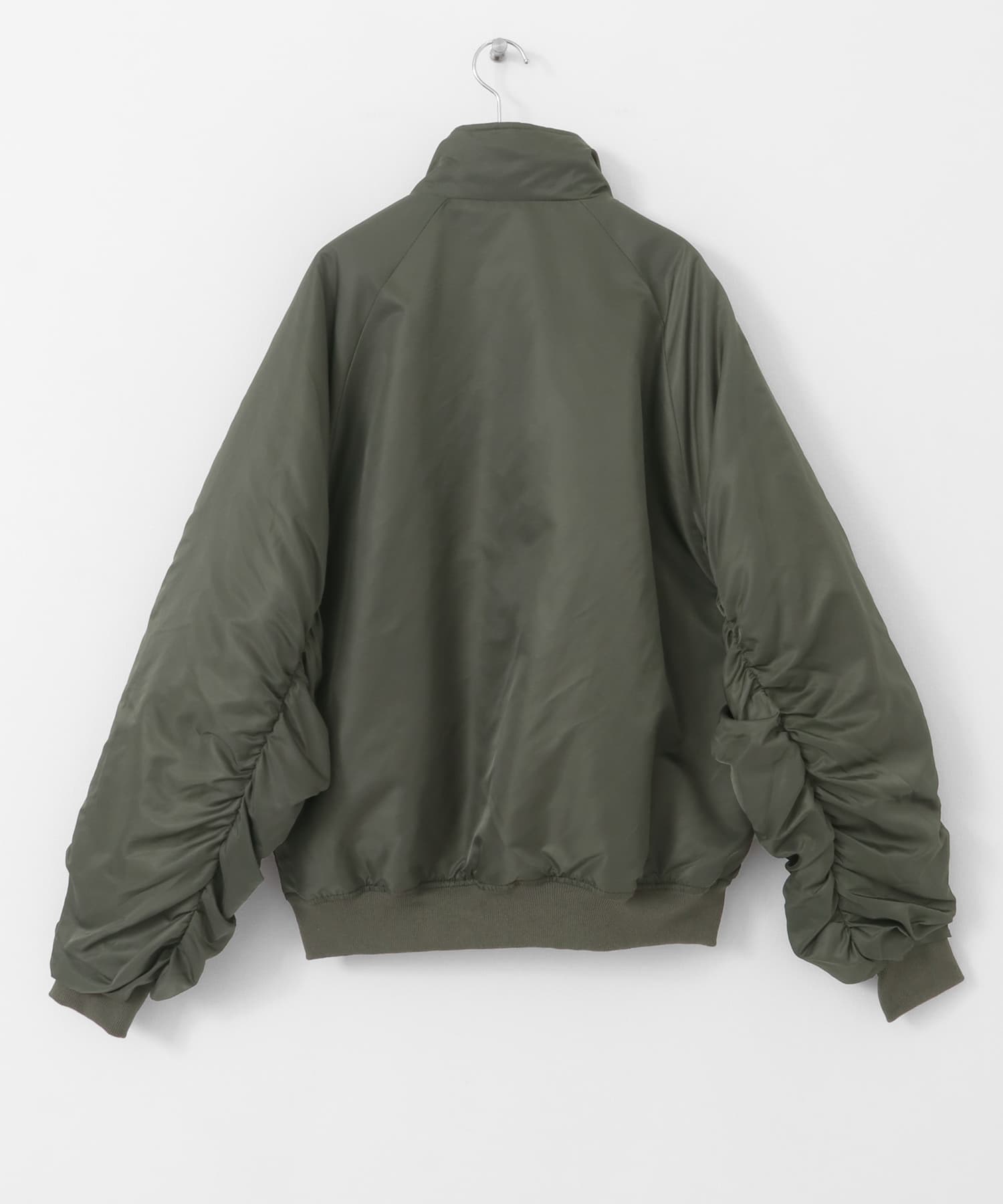 『ユニセックス』ナイロンギャザースタンドブルゾン OLIVE M