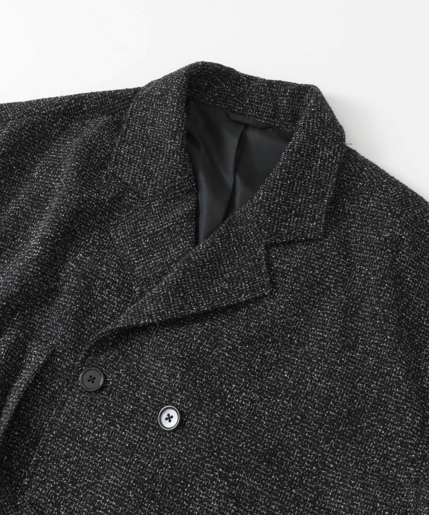 『わたべ×SOP』『セットアップ対応』ツイードダブルブレストショートジャケット BLK×WHT M