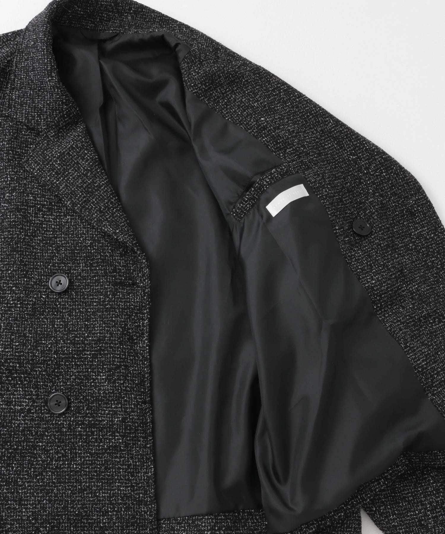 『わたべ×SOP』『セットアップ対応』ツイードダブルブレストショートジャケット BLK×WHT M