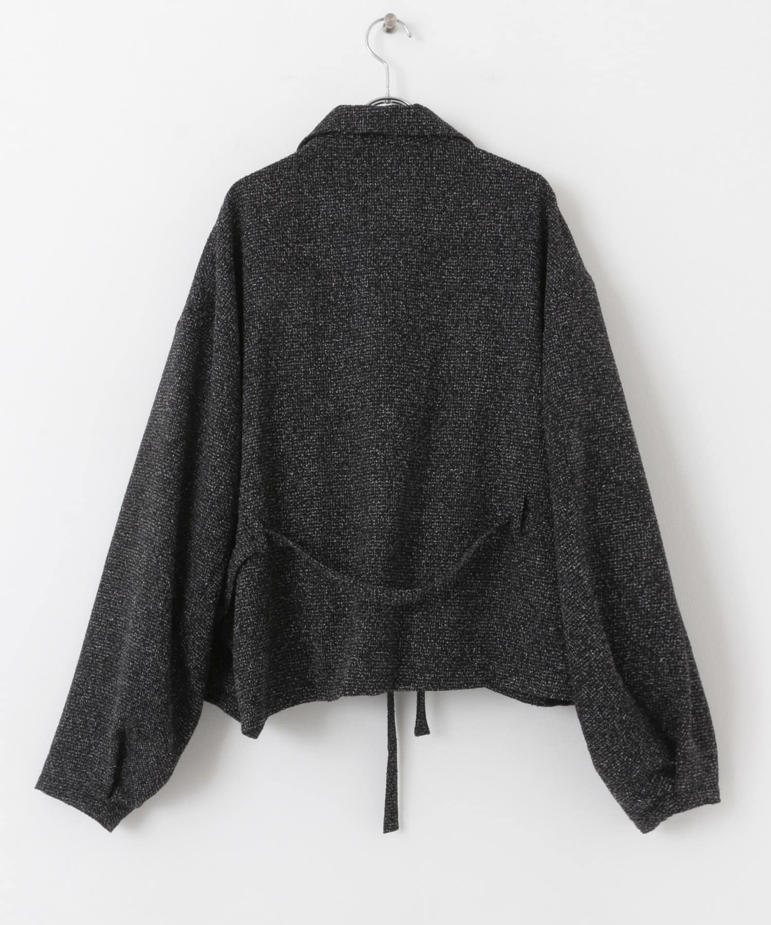 『わたべ×SOP』『セットアップ対応』ツイードダブルブレストショートジャケット BLK×WHT M