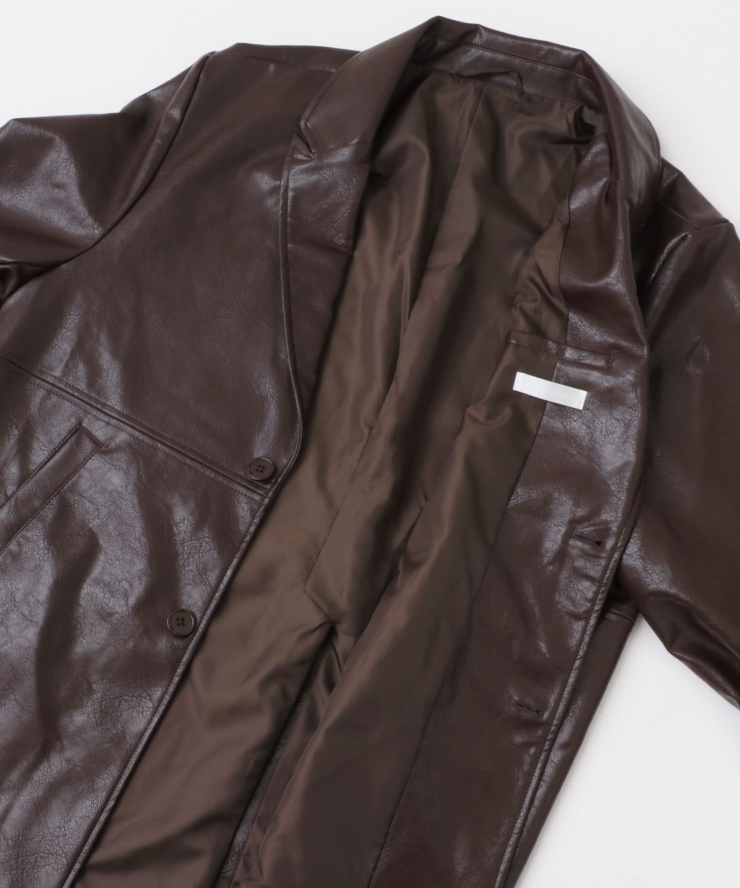 フェイクレザーミドルジャケット BROWN M