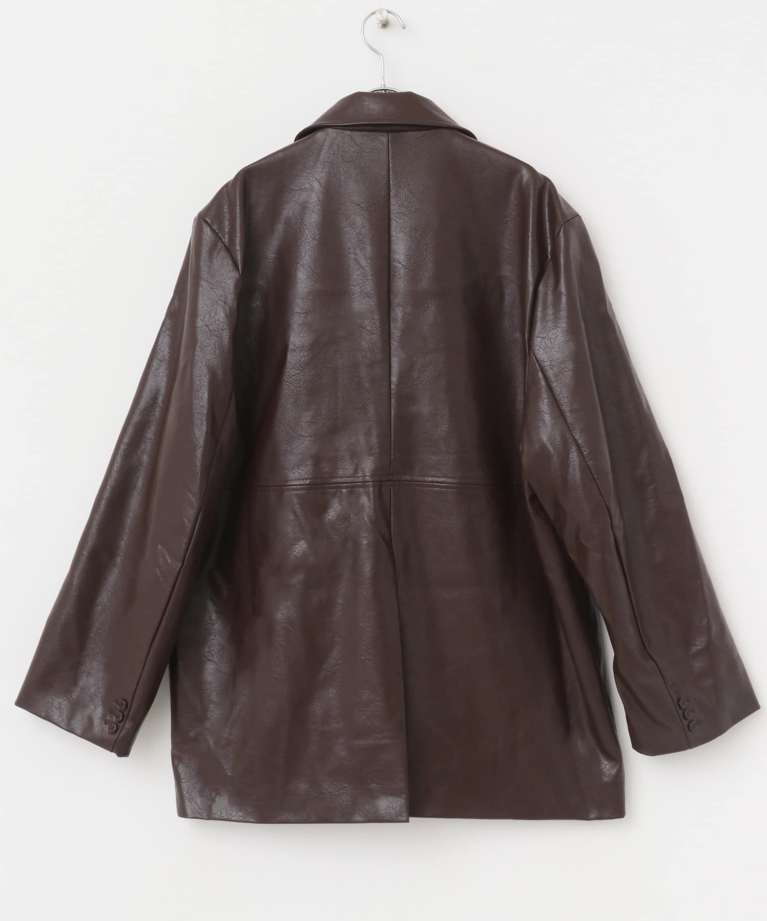 フェイクレザーミドルジャケット BROWN M